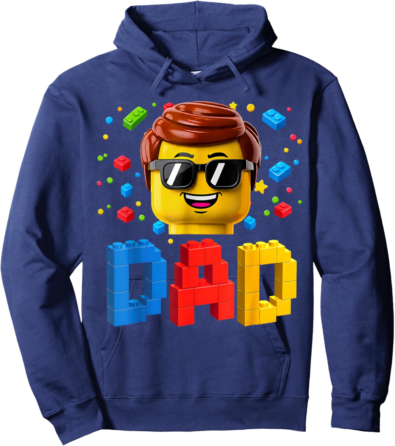 Dad Master Builder Building Bricks Blocks Family Fathers Day Hoodie - Hoodie | Navy