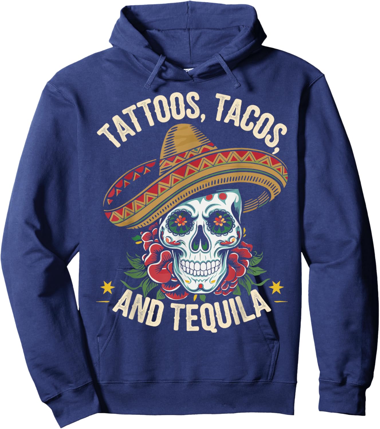 Tequila Tacos Titties Tattoos Vintage Design Apparel Outfit Hoodie - Hoodie | Navy