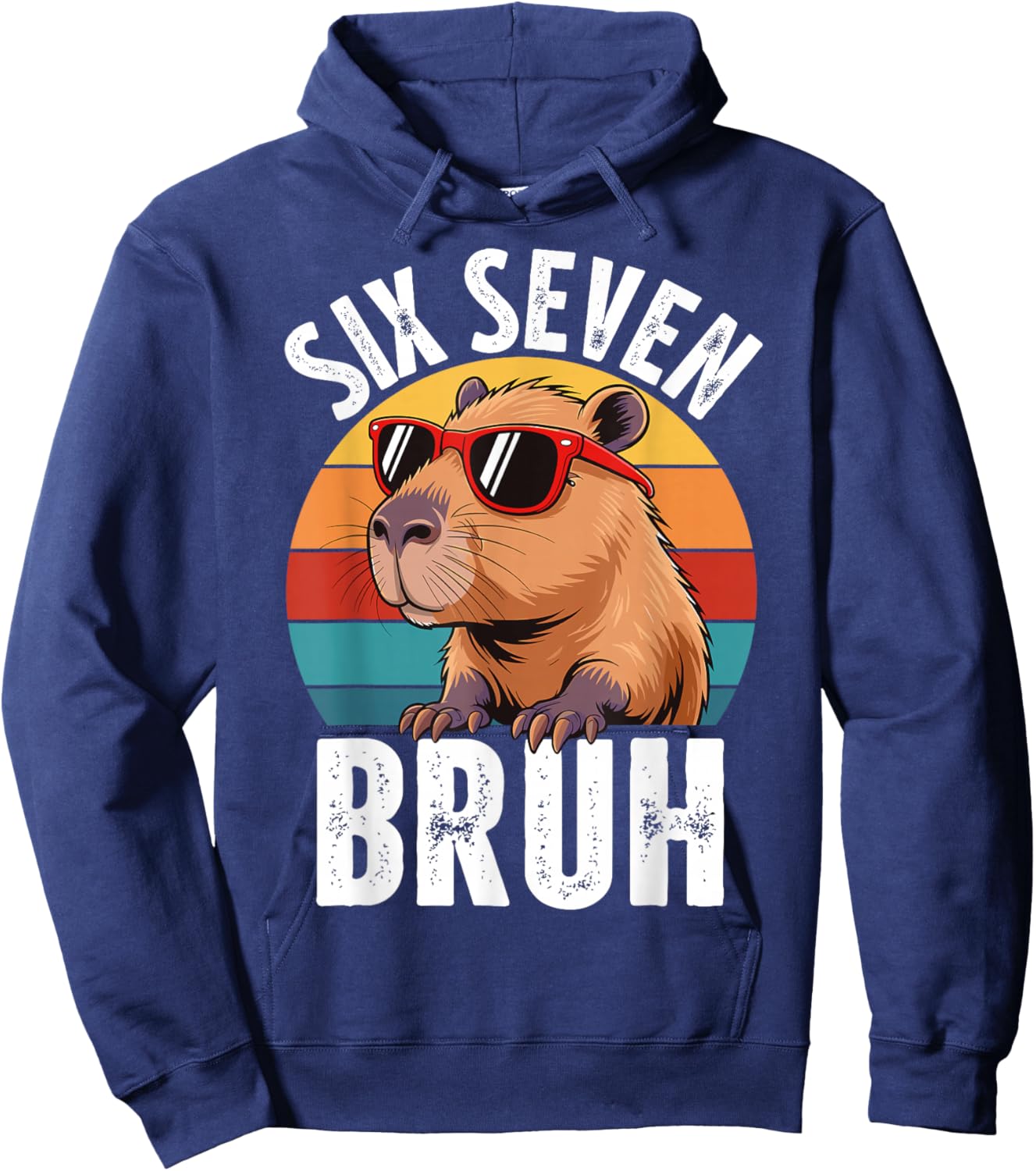 Six Seven Bruh 67 Meme Funny Cute Capybara for Kids Boys Hoodie - Hoodie | Navy