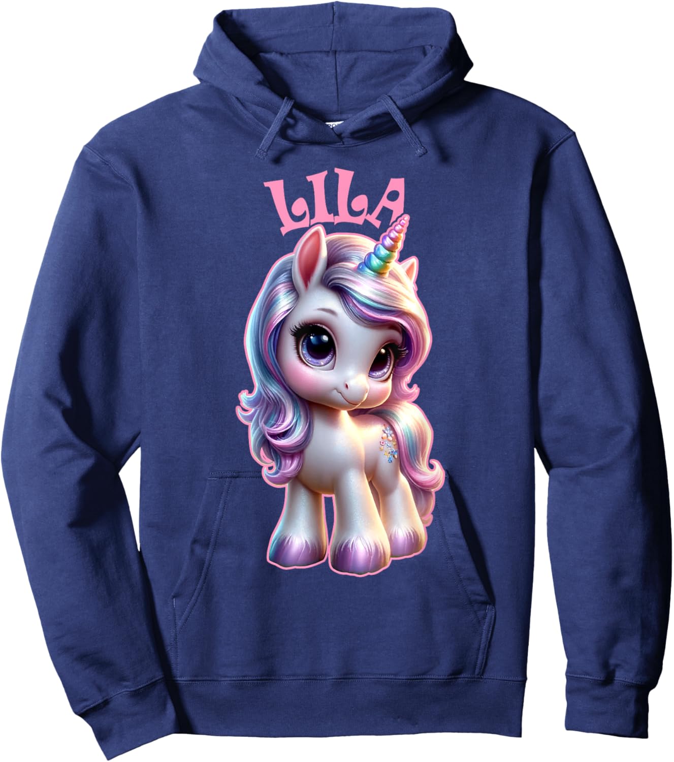 Lila Cute Unicorn Design for Girls Name Lila Hoodie - Hoodie | Navy