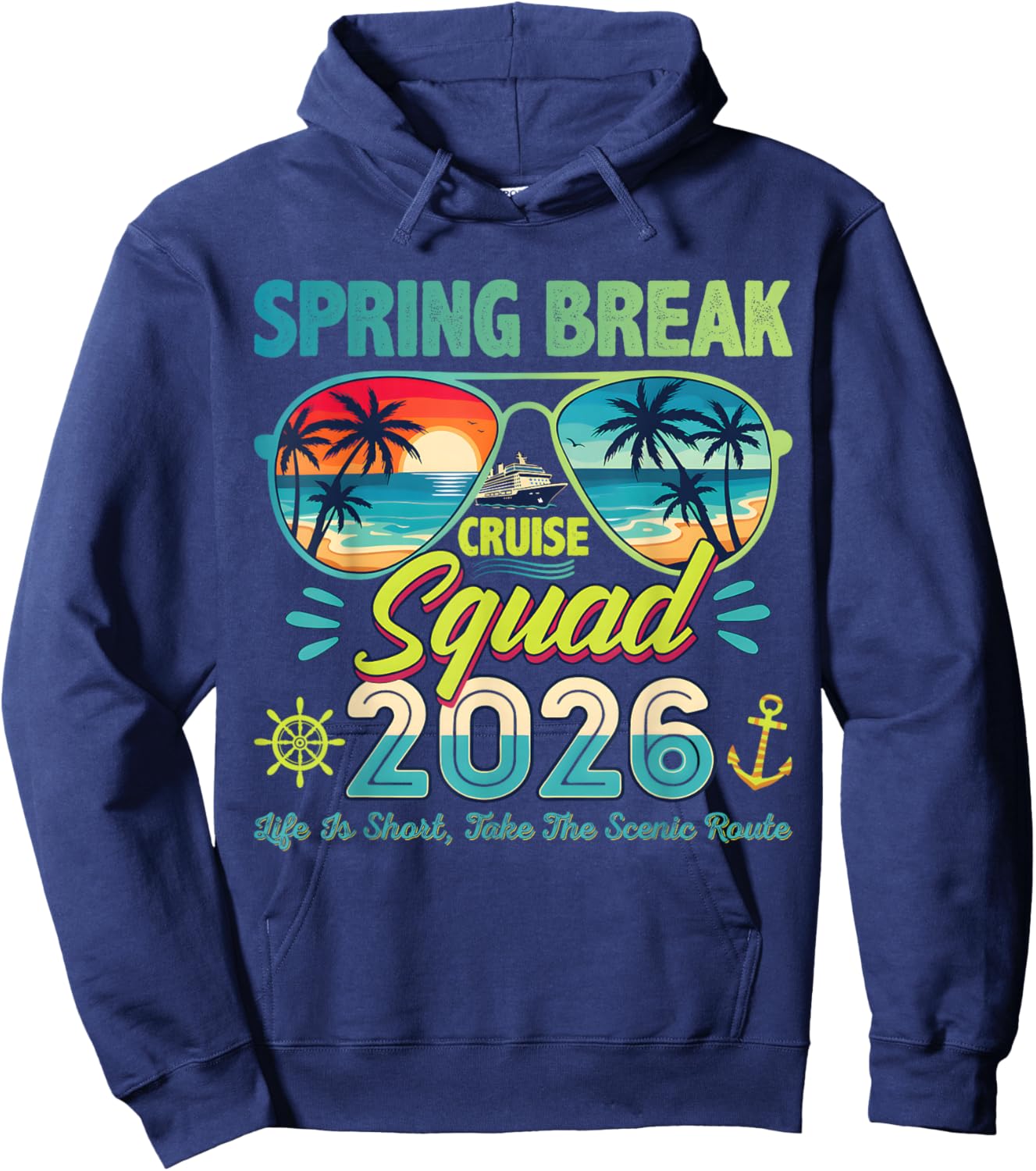 Spring Break Cruise Squad 2026 Vacation Matching Sunglasses Hoodie - Hoodie | Navy