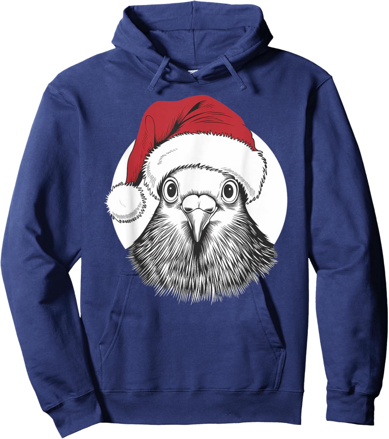 Joyful Pigeon Santa on Pigeon Christmas Hoodie - Hoodie | Navy