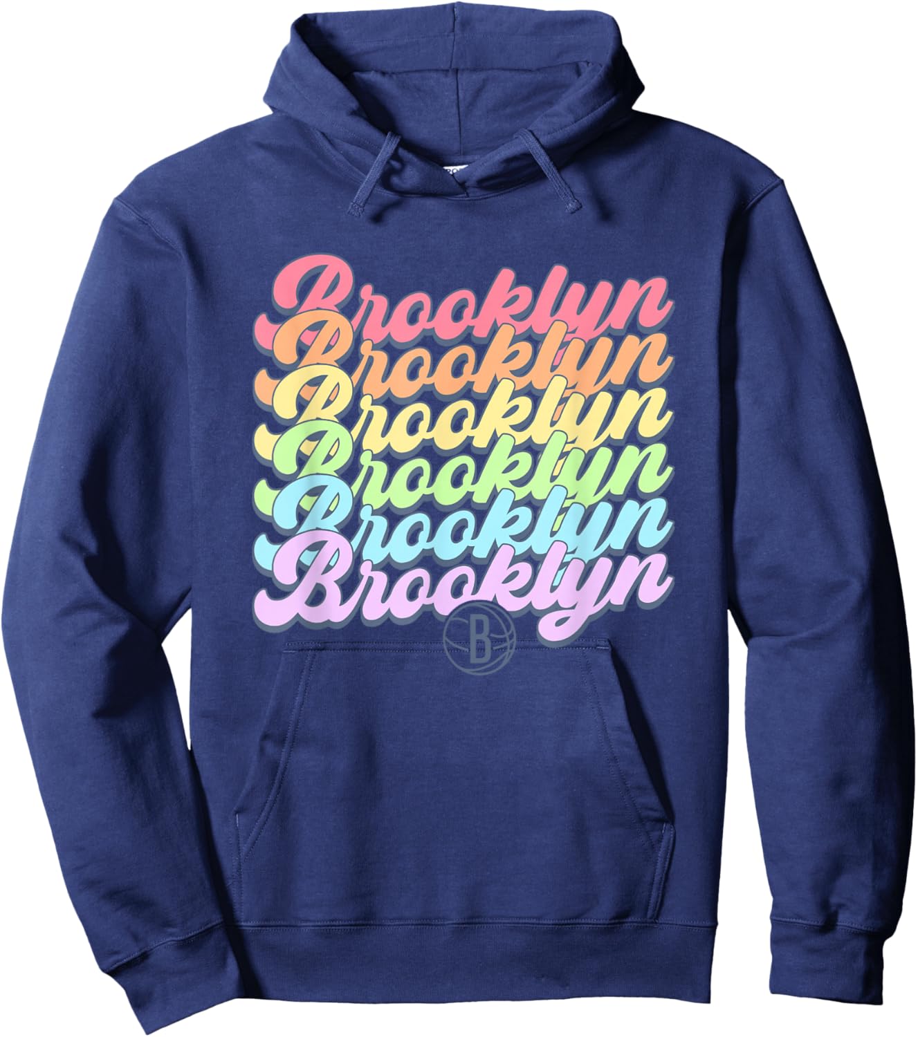 NBA Brooklyn Nets Pastel Rainbow Pride Stack Hoodie - Hoodie | Navy