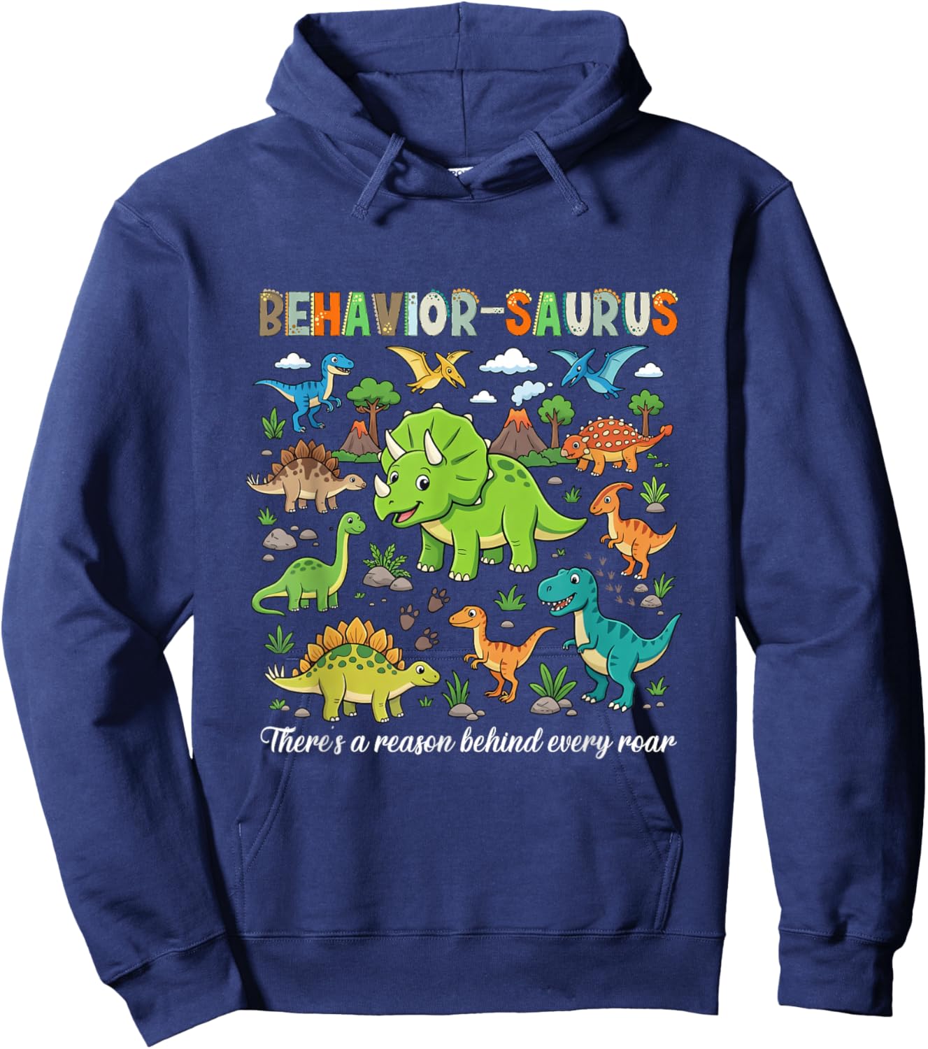 Behavior-Saurus Cute Retro Dinosaur ABA RBT Behavior Analyst Hoodie - Hoodie | Navy