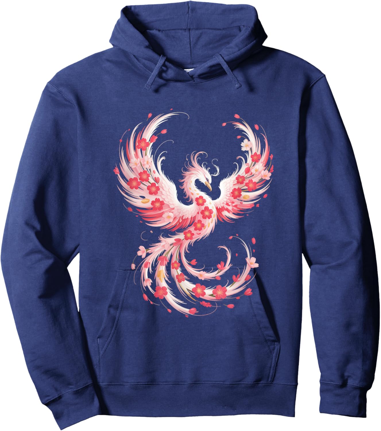 Cherry Blossom Phoenix Rising Gracefully Hoodie - Hoodie | Navy