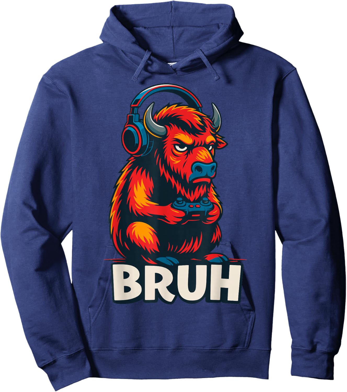 Gamer Bison Bufallo Bruh Gaming Hoodie - Hoodie | Navy