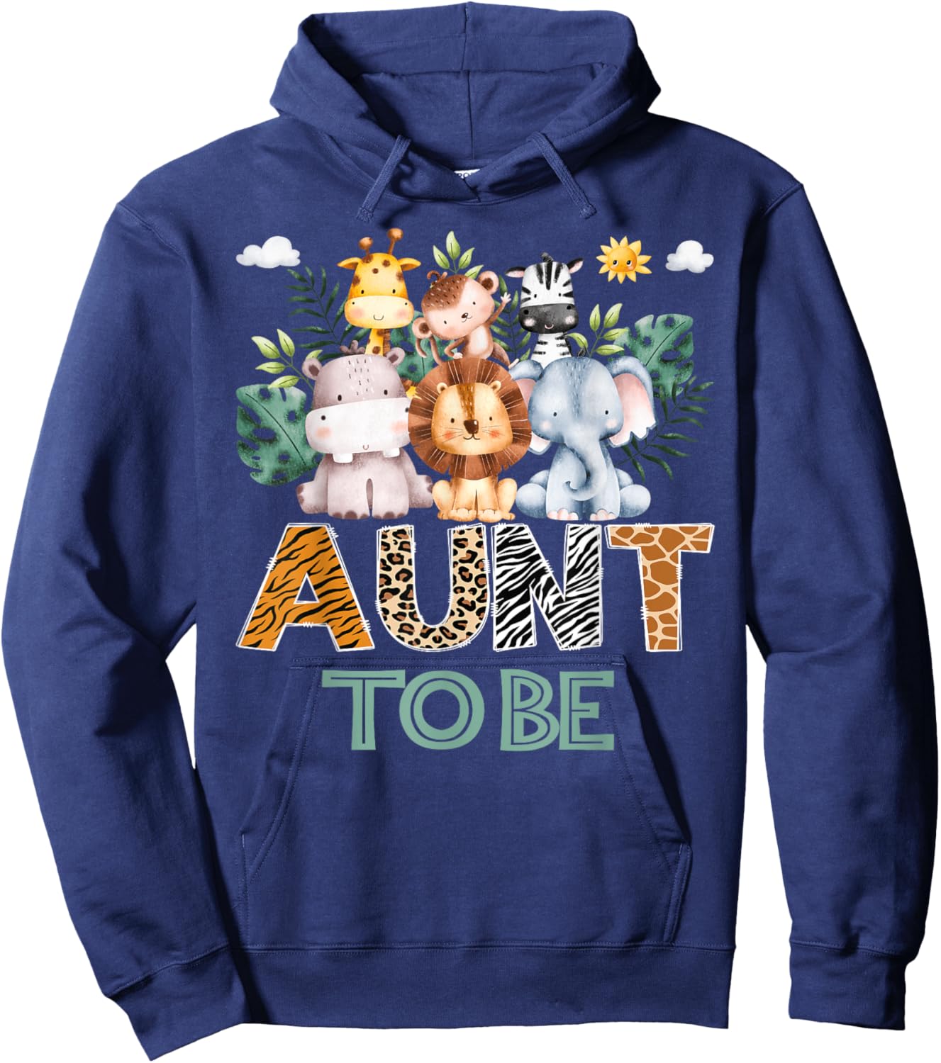 Soon To Be Aunt Jungle Animal Safari Gender Reveal Hoodie - Hoodie | Navy