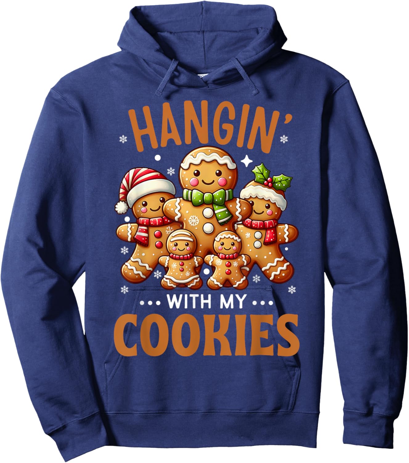 Hangin With My Cookies Gingerbread Teacher Funny Christmas Hoodie - Hoodie | Navy