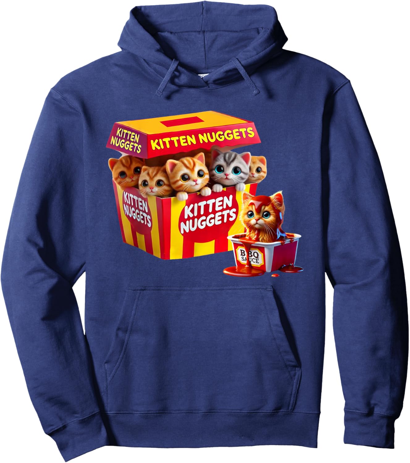 Kitten Nuggets Cat Lover Gift Food Pun Chicken Nuggets Hoodie - Hoodie | Navy