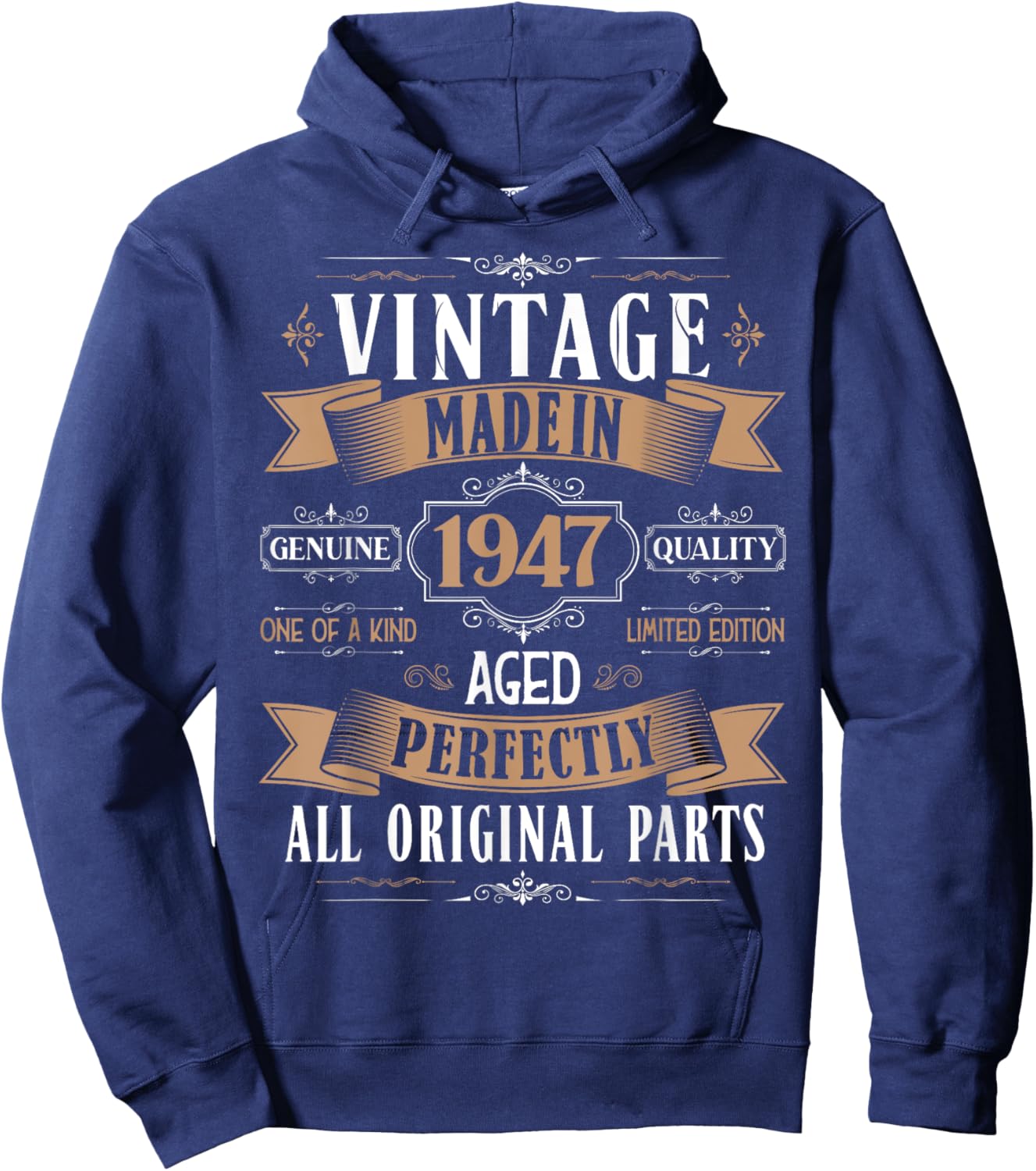 Vintage 78th birthday men Born 1947 78 years old Bday Hoodie - Hoodie | Navy