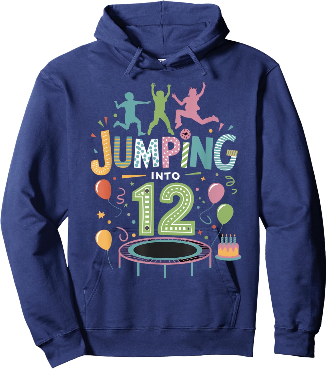 Jumping Into 12 Birthday Party Trampolining Trampoline Hoodie - Hoodie | Navy