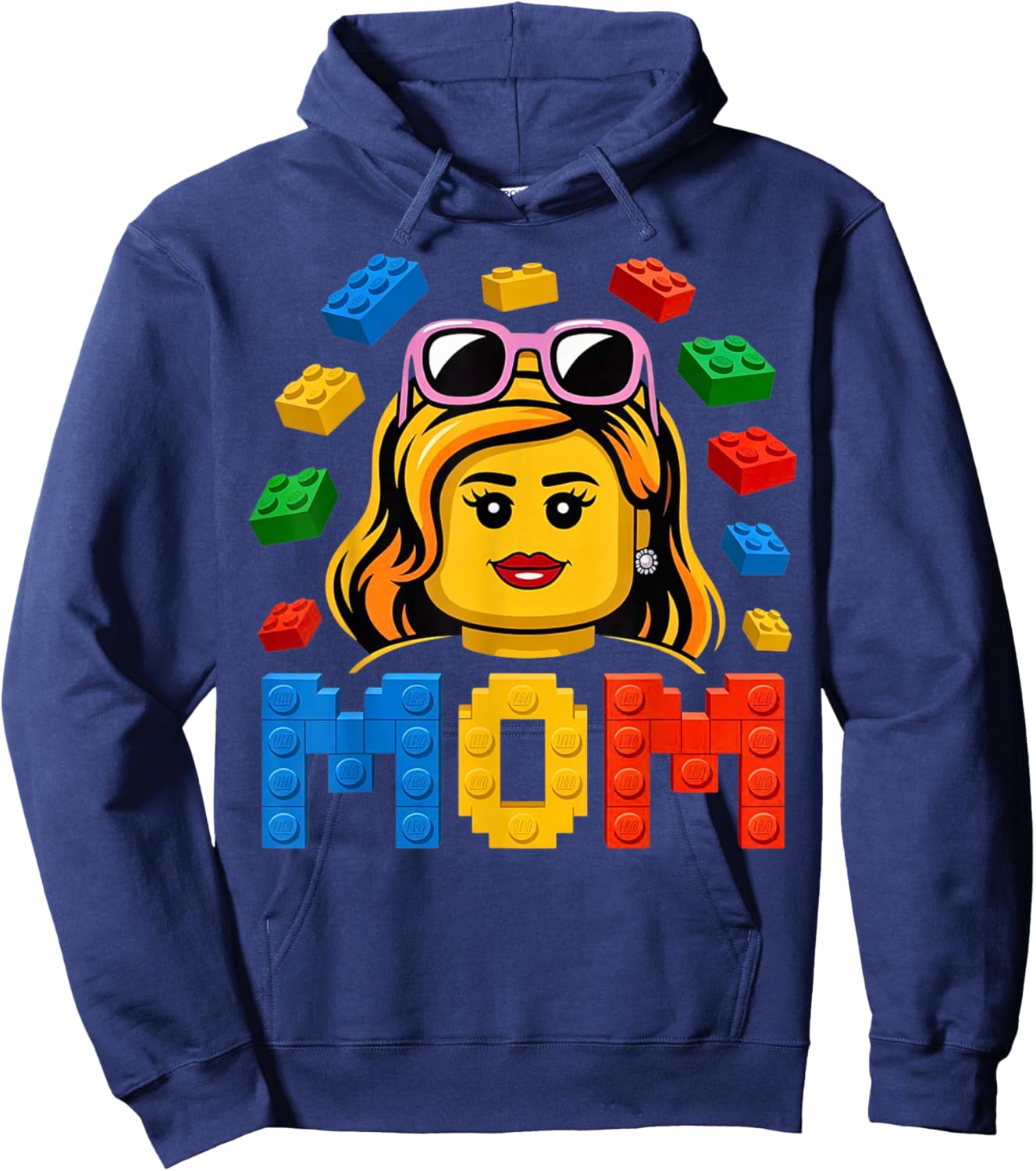 Family Mom Master Builder Building Bricks Blocks Mothers Day Hoodie - Hoodie | Navy