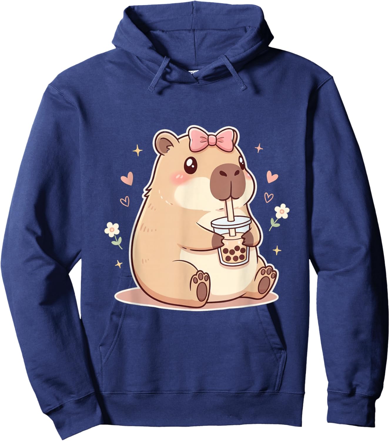 Cute Coquette Bow Capybara Girls Women Hoodie - Hoodie | Navy