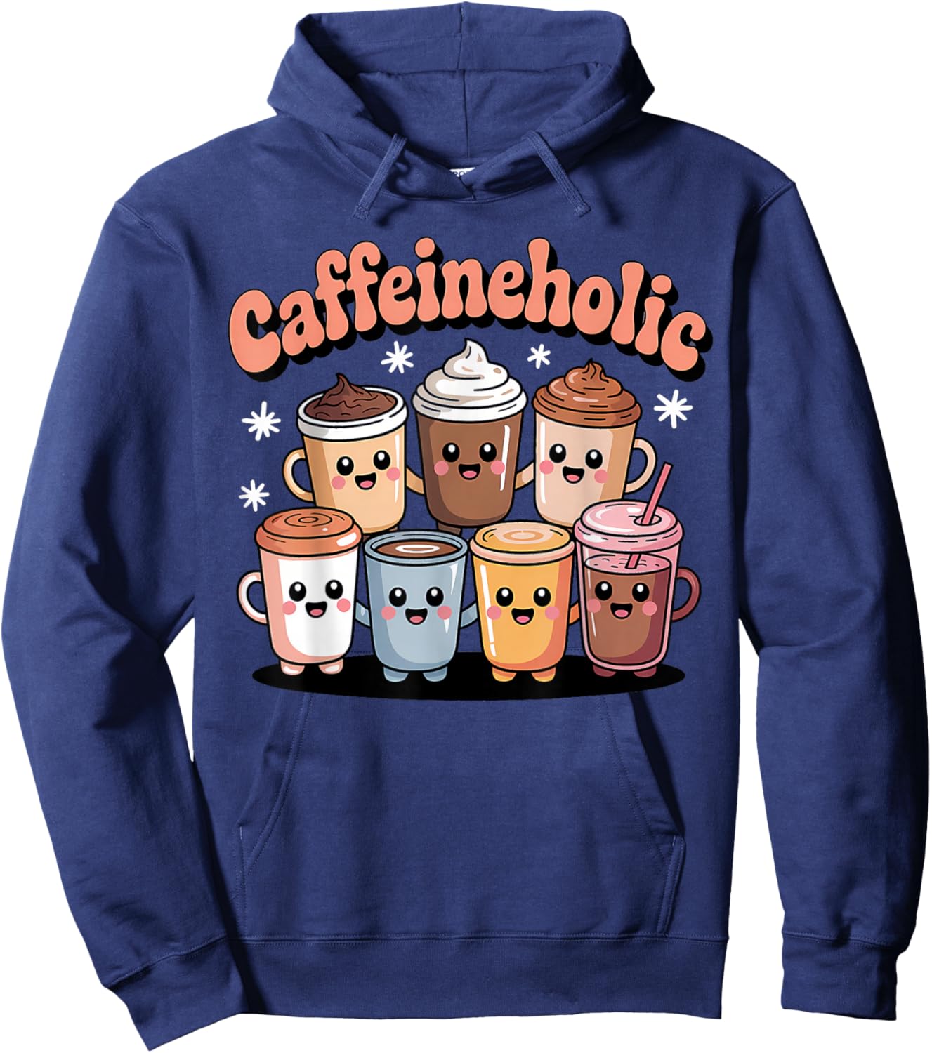 Caffeineholic Cute Coffee Lover Barista Hoodie - Hoodie | Navy