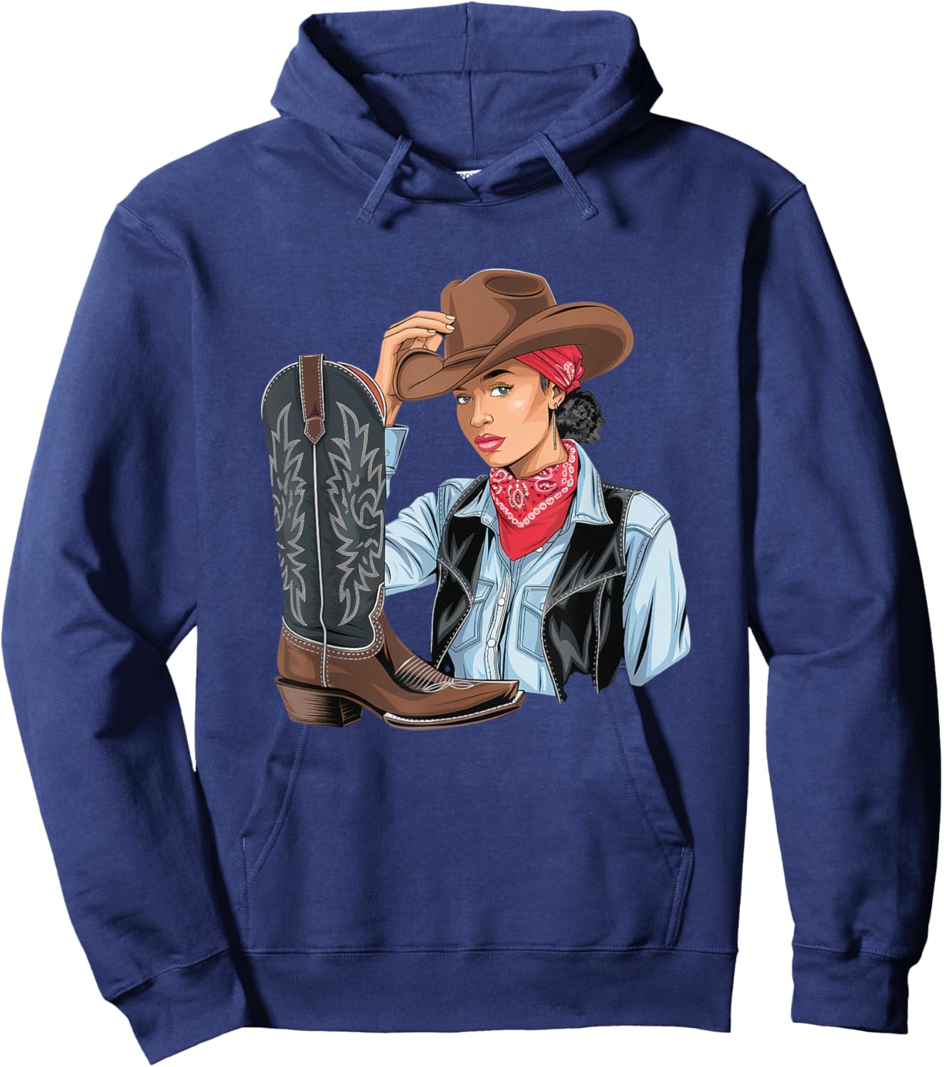 Cow-Girl Noire Afro-américaine Western Country Texas Rodeo Hoodie - Hoodie | Navy