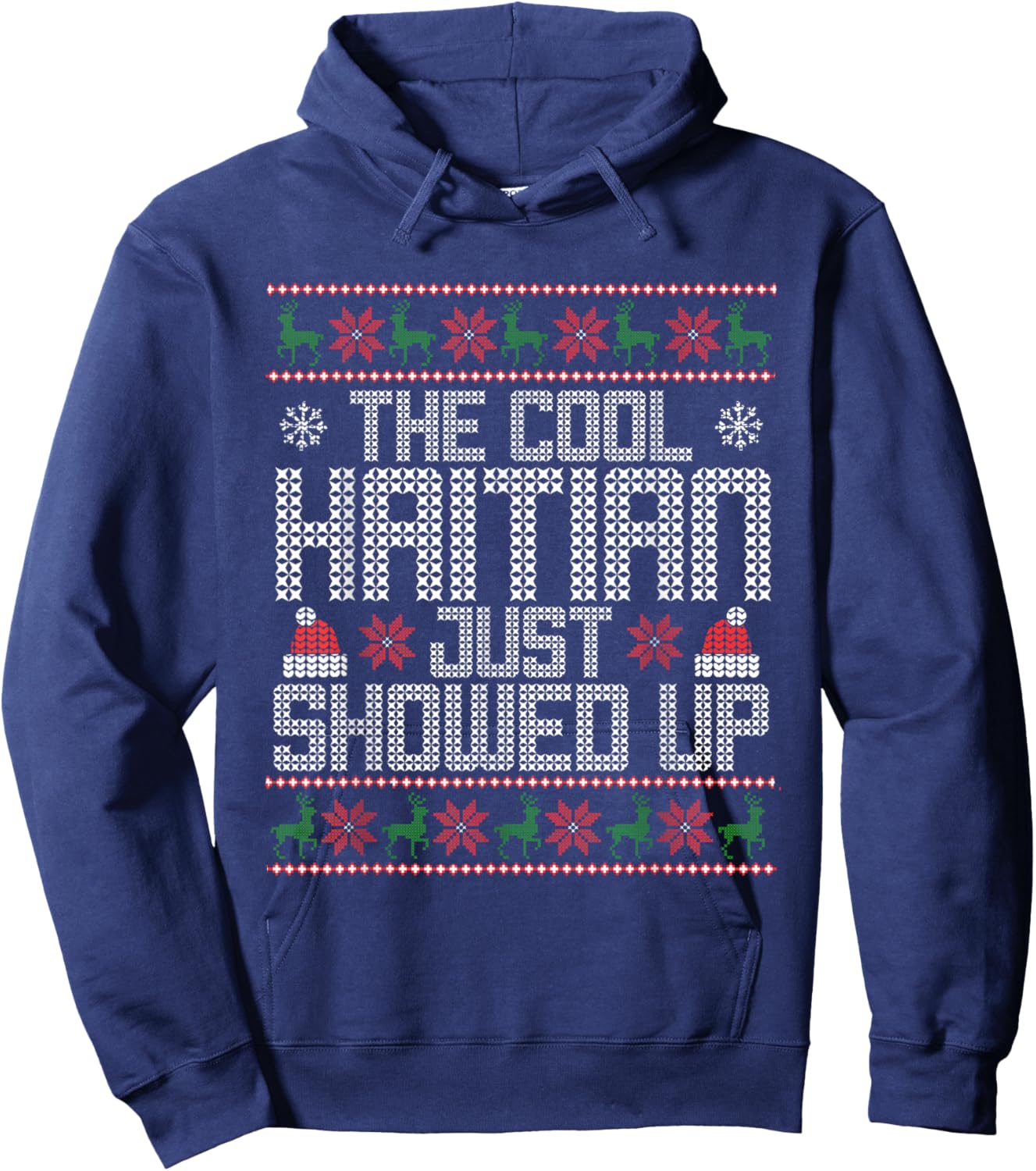 Wonderful Christmas Clothing Co Ugly Christmas Sweater Haitian Cool Funny Xmas Hoodie - Hoodie | Navy