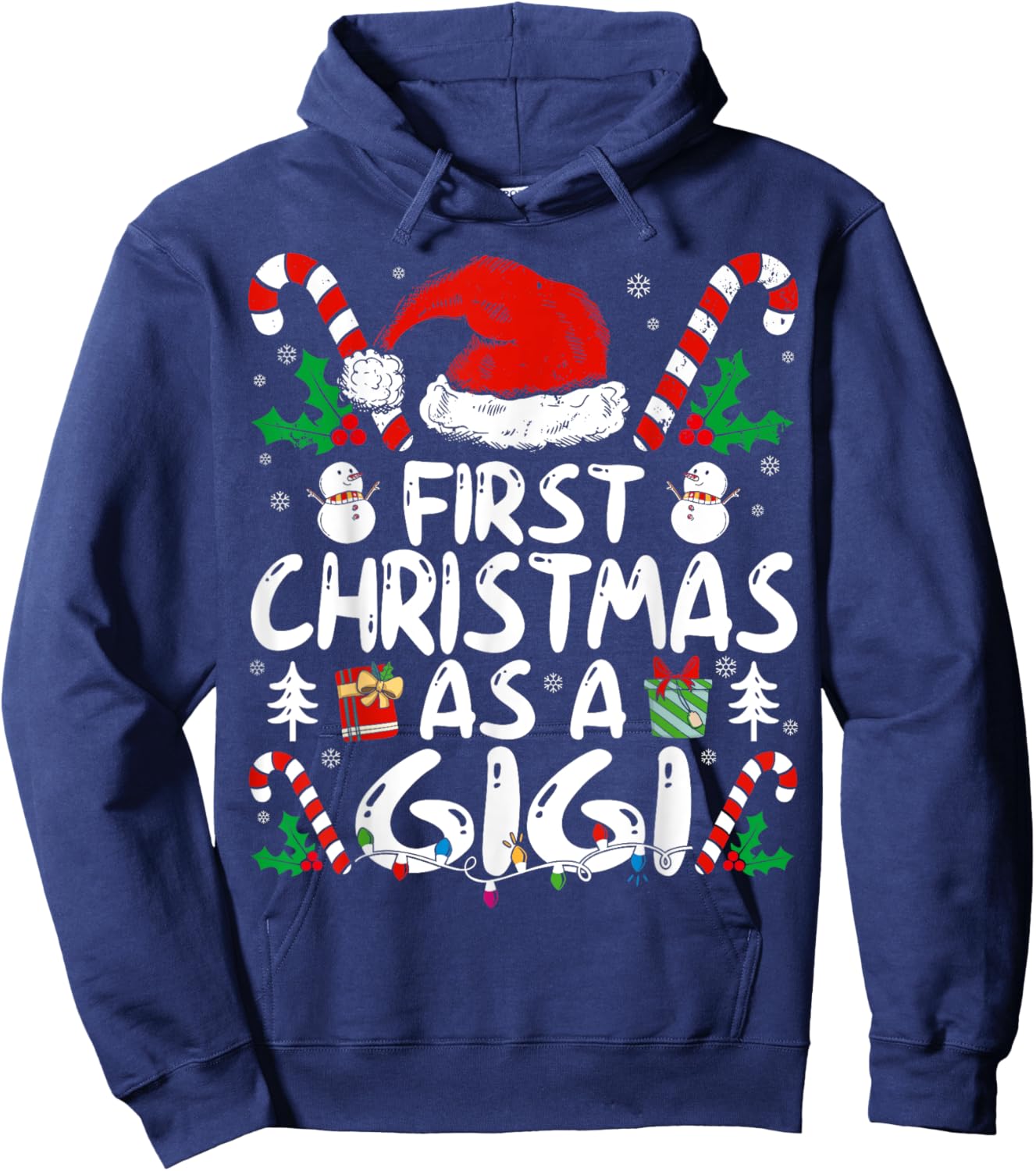 First Christmas As A Gigi Family Matching New Grandma 1st Hoodie - Hoodie | Navy
