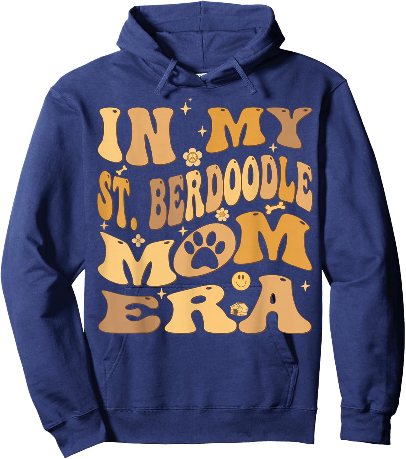In My St Berdoodle Mom Era Groovy Saint Berdoodle Dog Hoodie - Hoodie | Navy