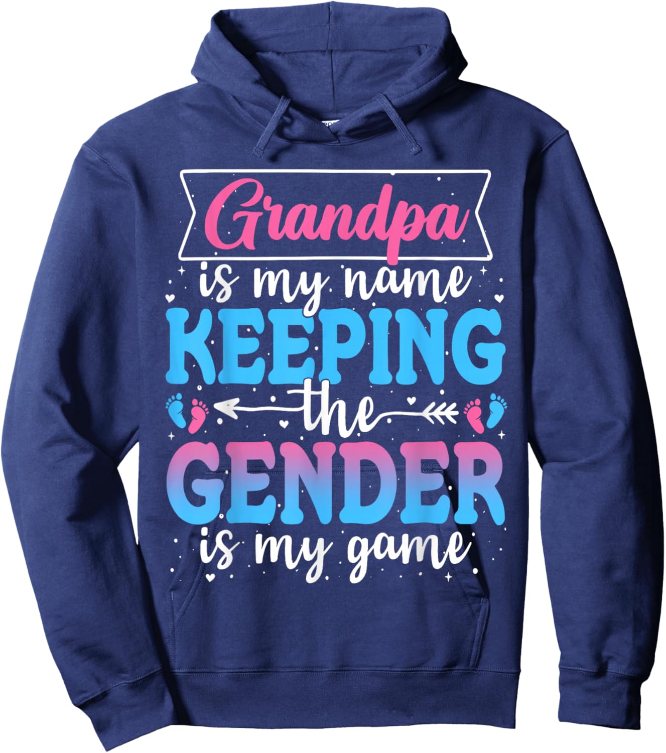 Gender Reveal Keeper of The Gender Grandpa Baby Shower Hoodie - Hoodie | Navy