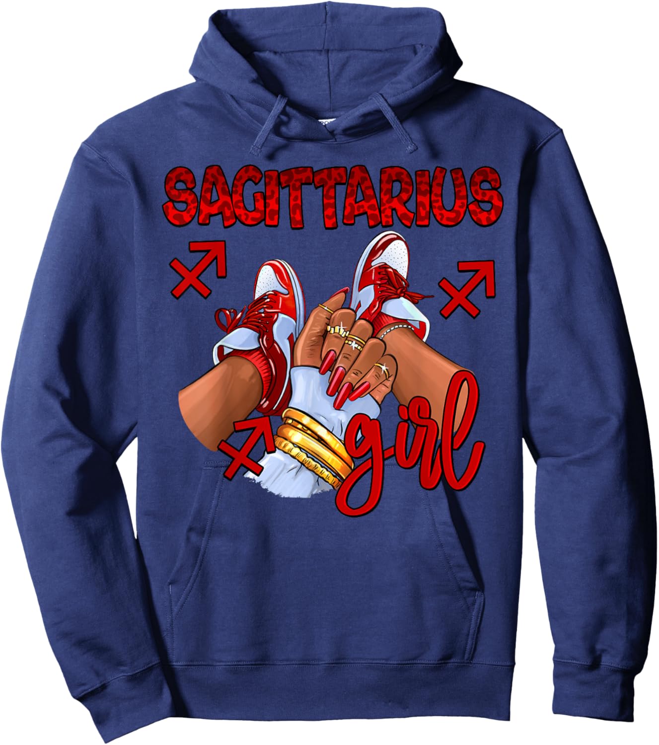 Sagittarius Girl Birthday Women Sneakers Zodiac Sign Bday Hoodie - Hoodie | Navy