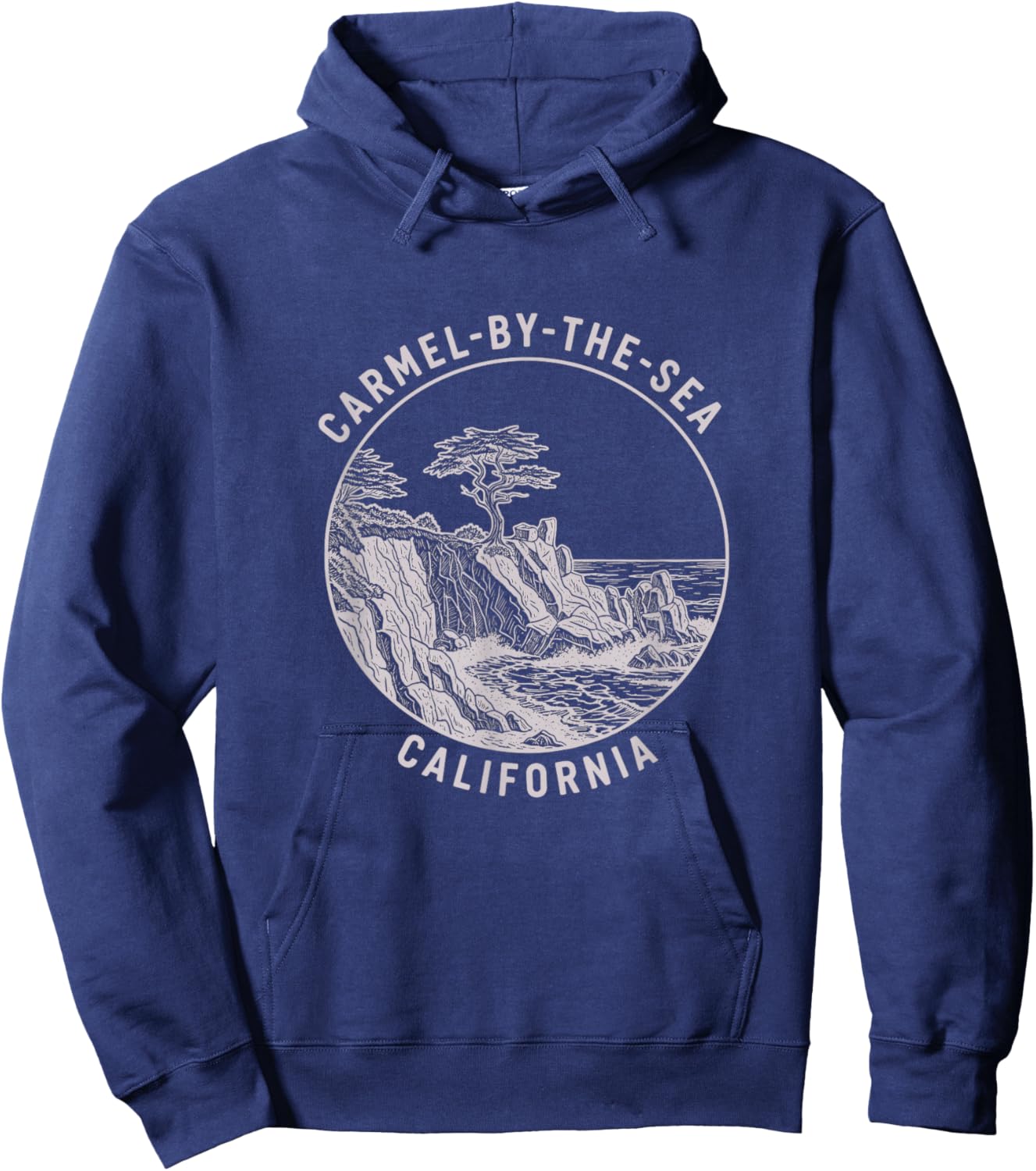 Vintage Carmel-by-The-Sea California Sketch Art Design Hoodie - Hoodie | Navy
