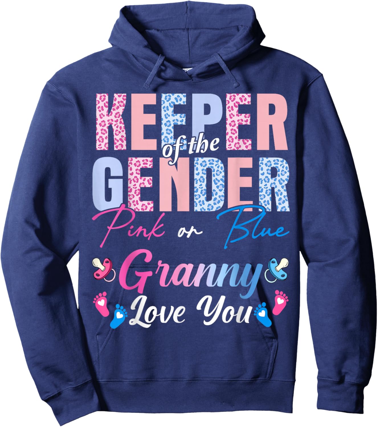 Pink Or Blue Granny Loves You Baby Gender Reveal Party Hoodie - Hoodie | Navy