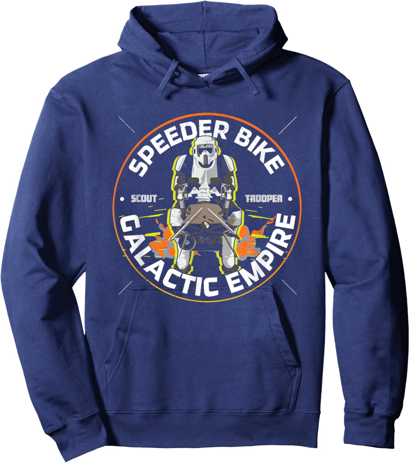 Star Wars Scout Trooper Speed Bike Galactic Empire Big Logo Hoodie - Hoodie | Navy