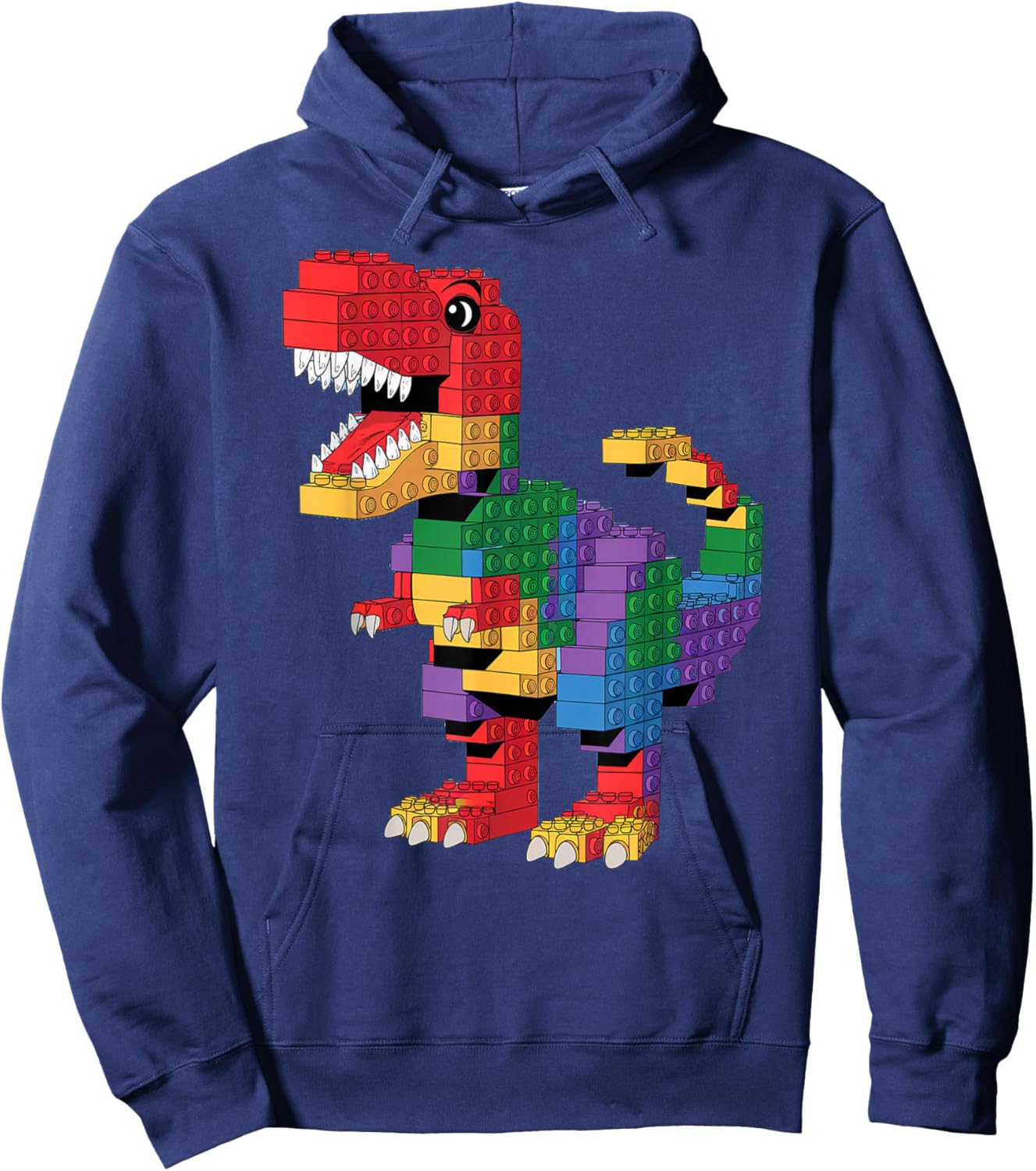 Master Builder Men Boys Kids Building Bricks Dinosaur T-Rex Hoodie - Hoodie | Navy