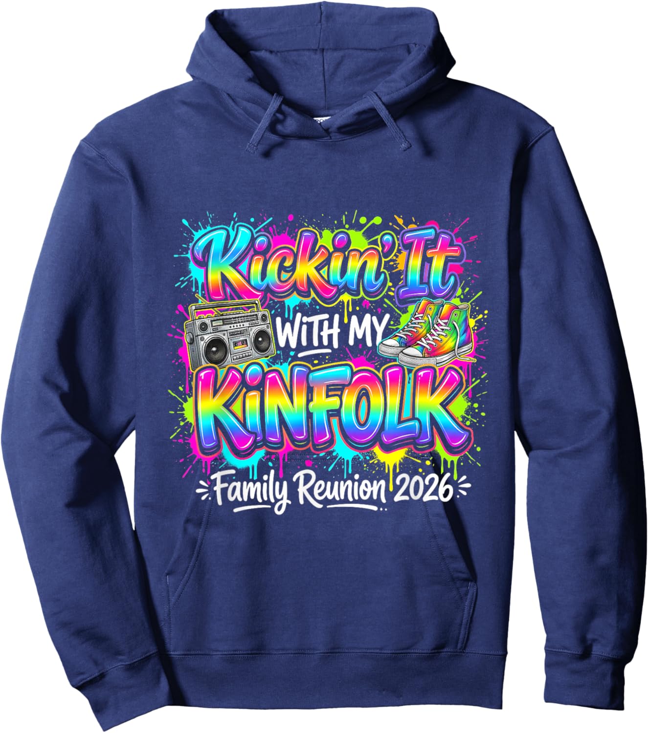 Cool Kickin It with My Kinfolk Family Reunion 2026 Matching Hoodie - Hoodie | Navy