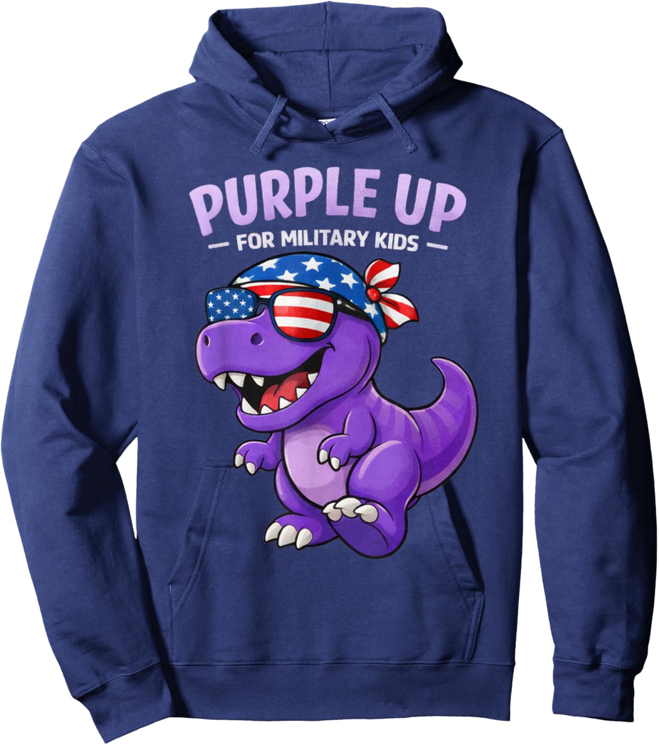 Purple Up Military Child Cute Dinosaur Purple Up Day Hoodie - Hoodie | Navy