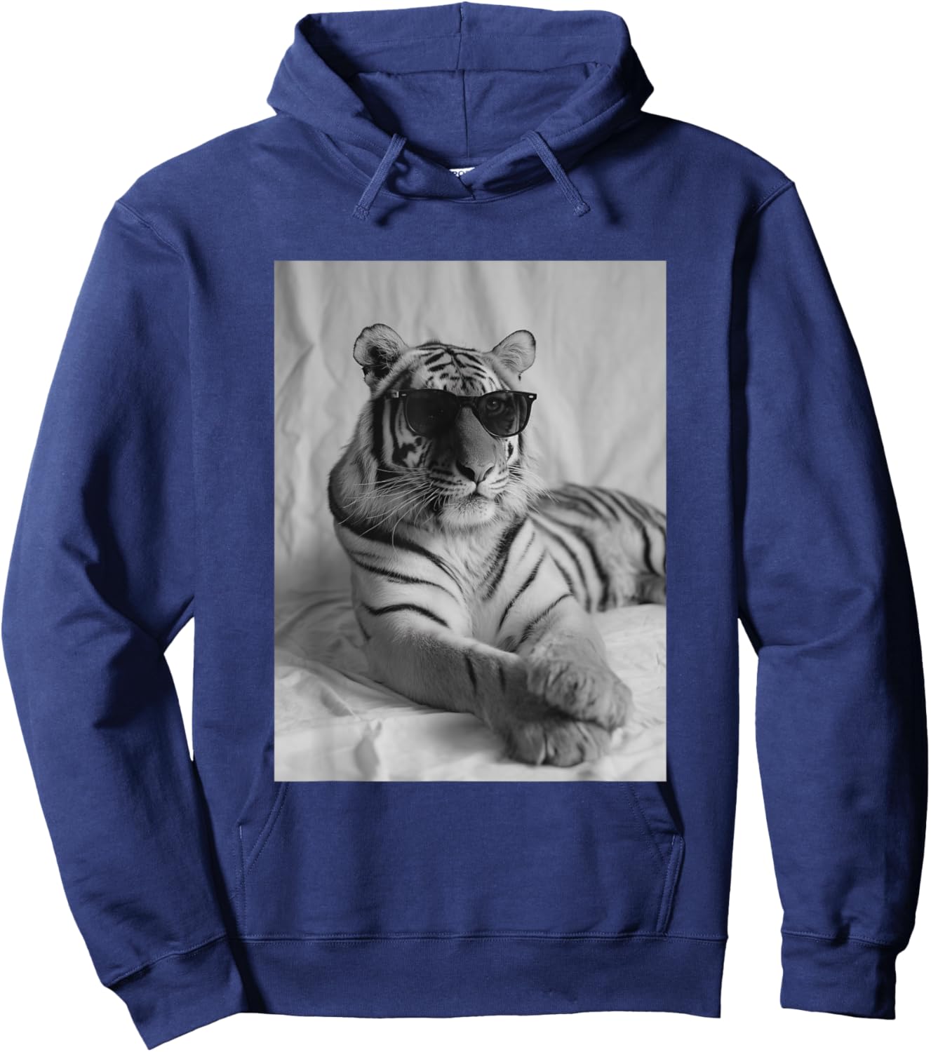 Cute Tiger with Sunglasses Stylish Feline Animal Photography Hoodie - Hoodie | Navy