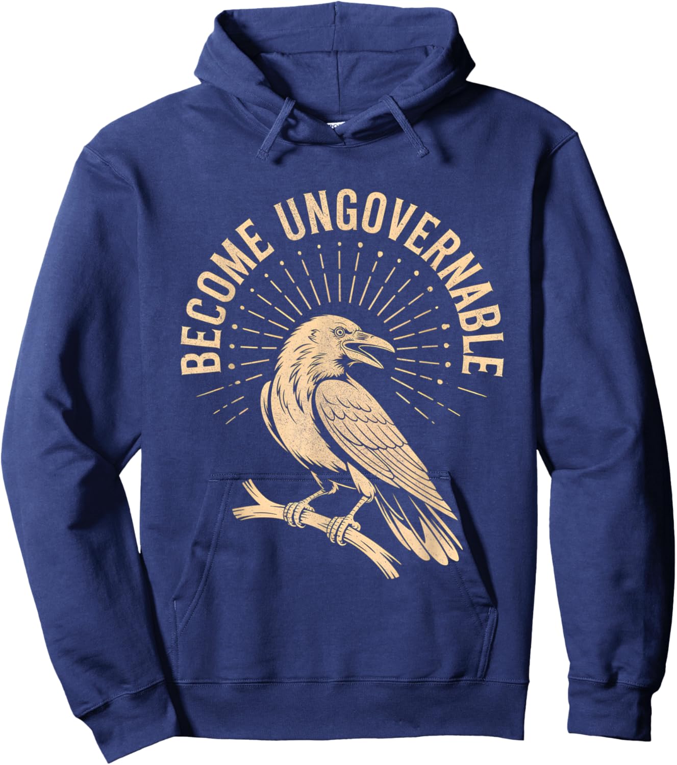 Retro Vintage Become Ungovernable Shirt Funny Crow Shirt Hoodie - Hoodie | Navy