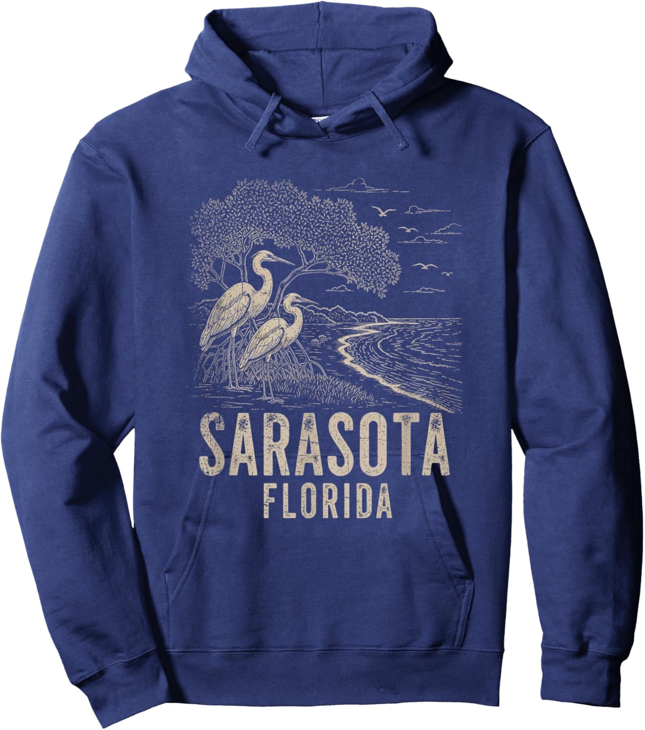 Retro Vintage Sarasota Florida Art Design Hoodie - Hoodie | Navy