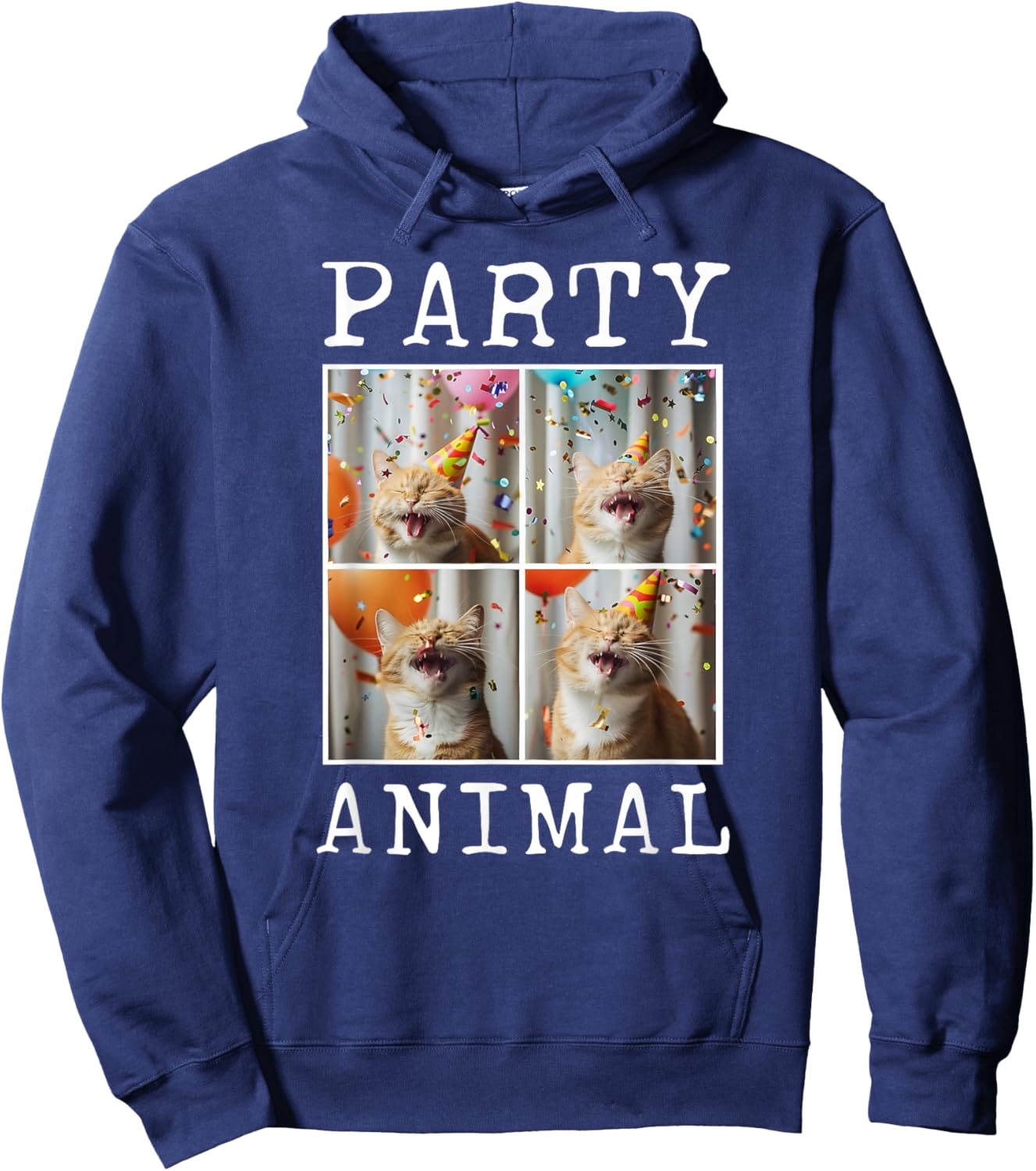 Cat Lover Animal Themed Happy Cat Birthday , Small, Black Hoodie - Hoodie | Navy
