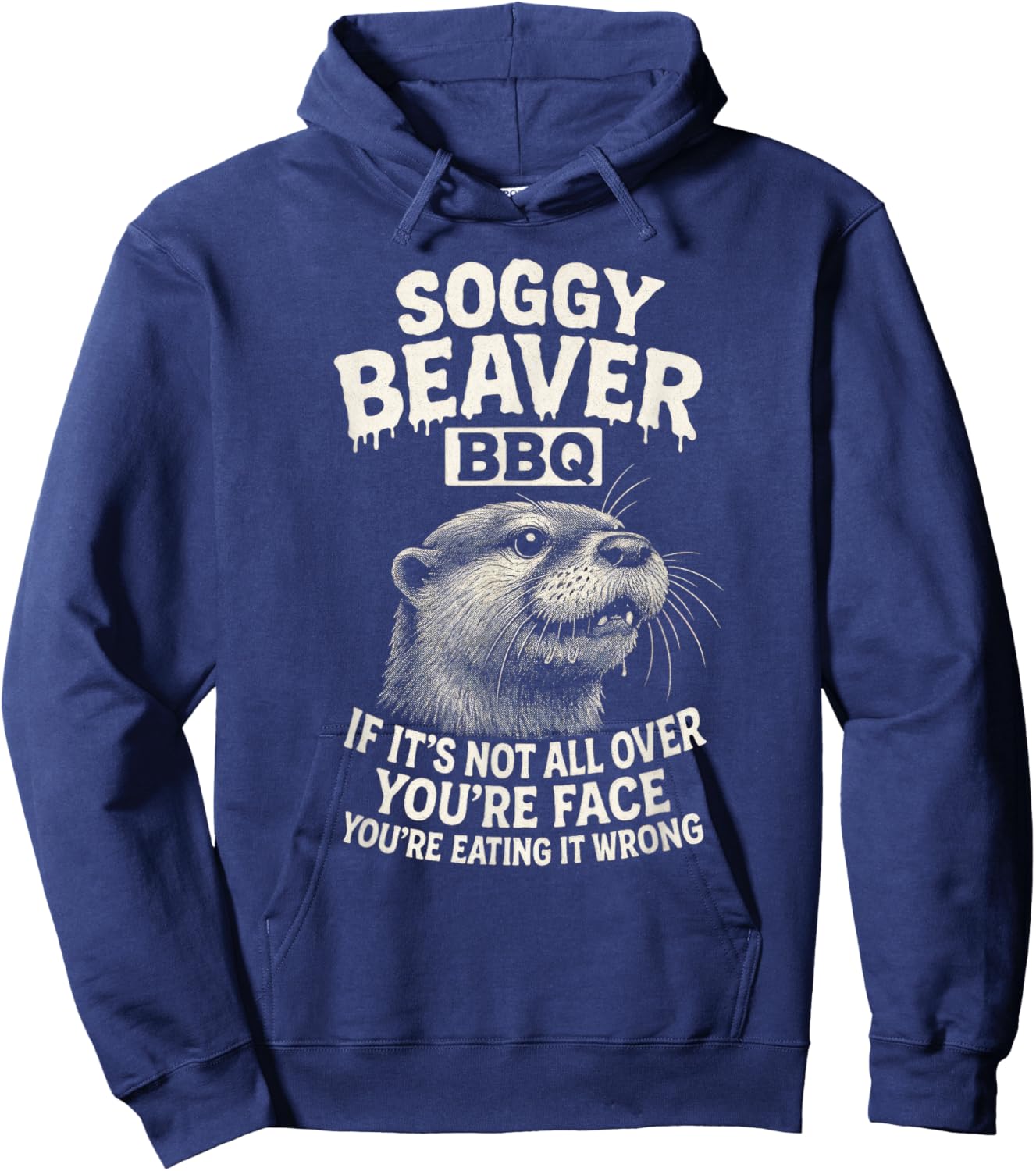 Soggy Beaver BBQ - Grill Master Humor Hoodie - Hoodie | Navy