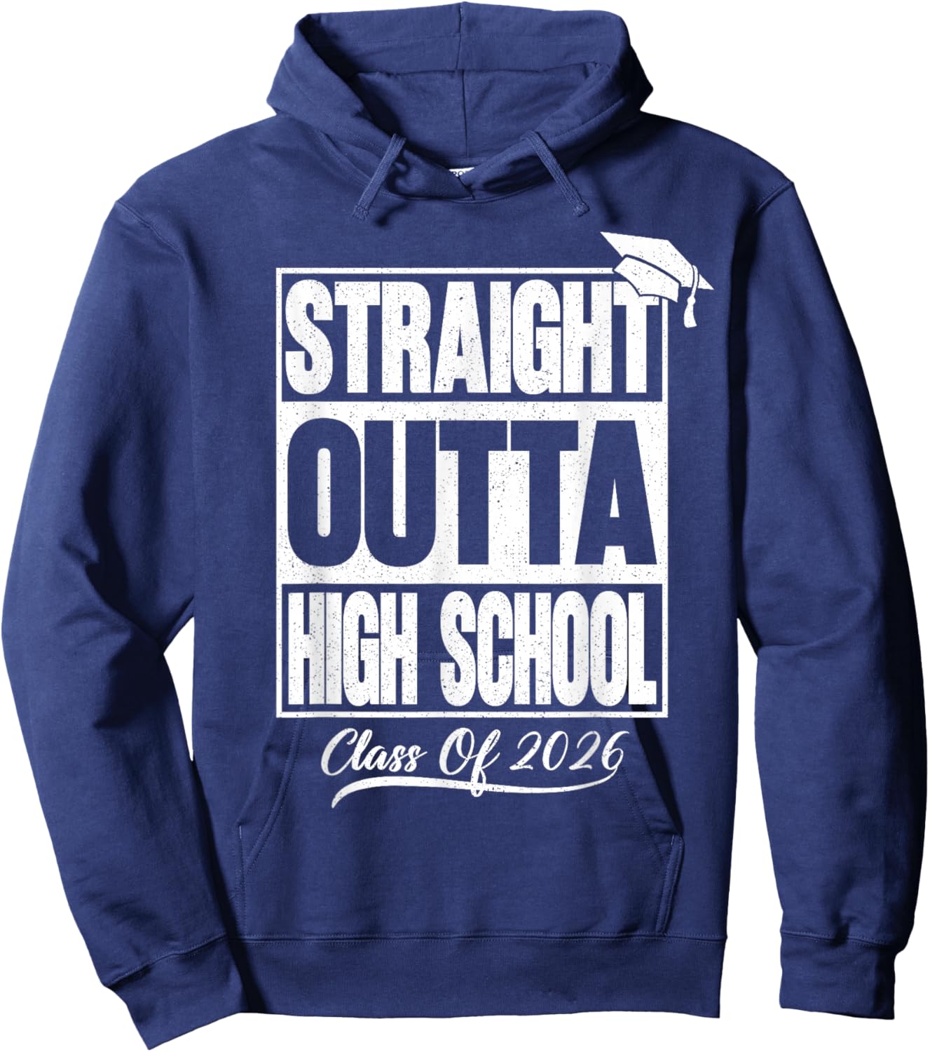 Straight Outta High School Graduation Class of 2026 Senior Hoodie - Hoodie | Navy