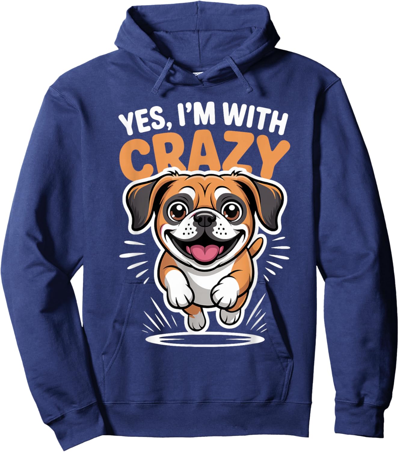 Yes I'm with Crazy Designer Dog Mix Breed Pet Funny Puggle Hoodie - Hoodie | Navy