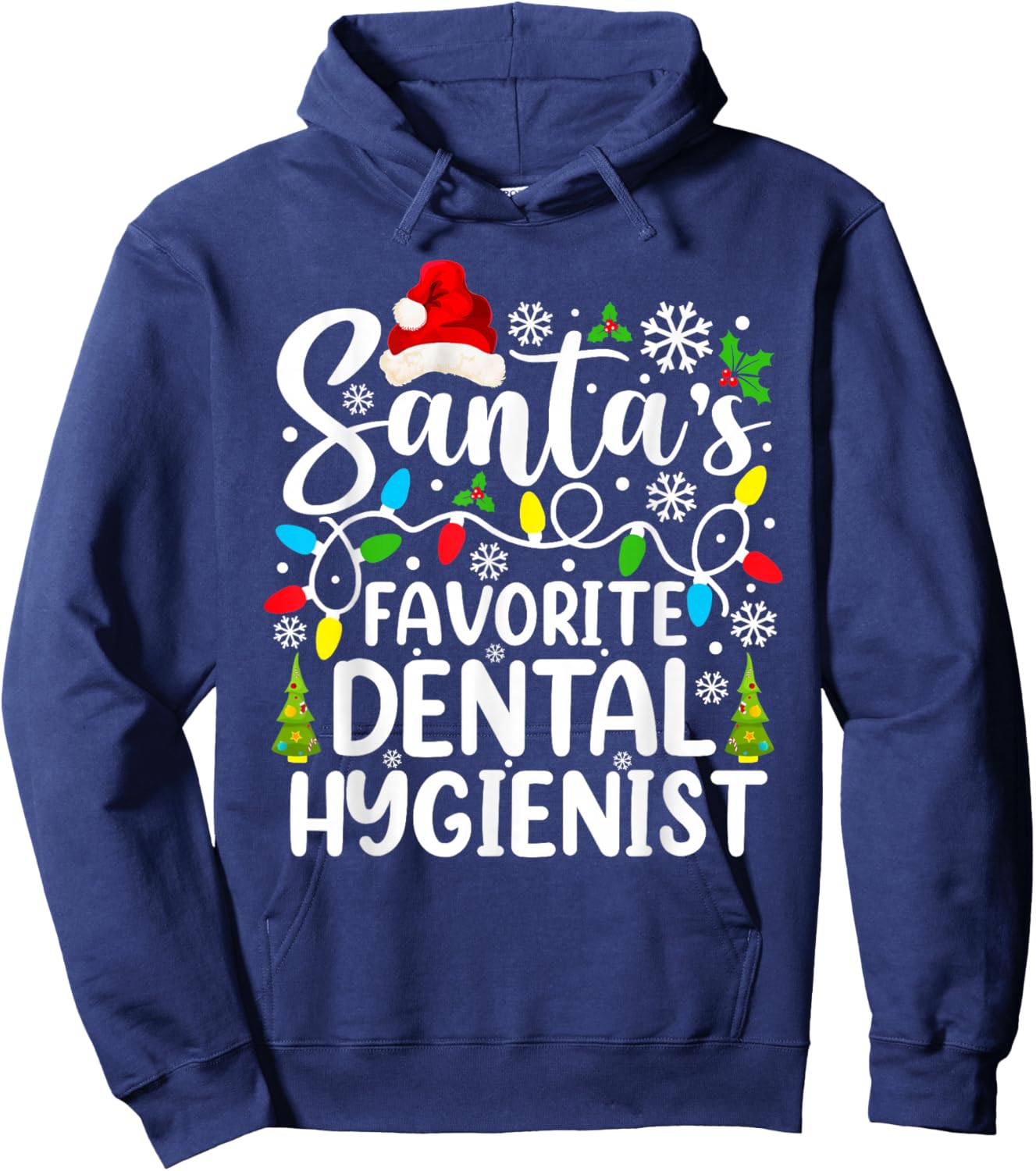 Santa's Favorite Dental Hygienist Funny Christmas Hoodie - Hoodie | Navy