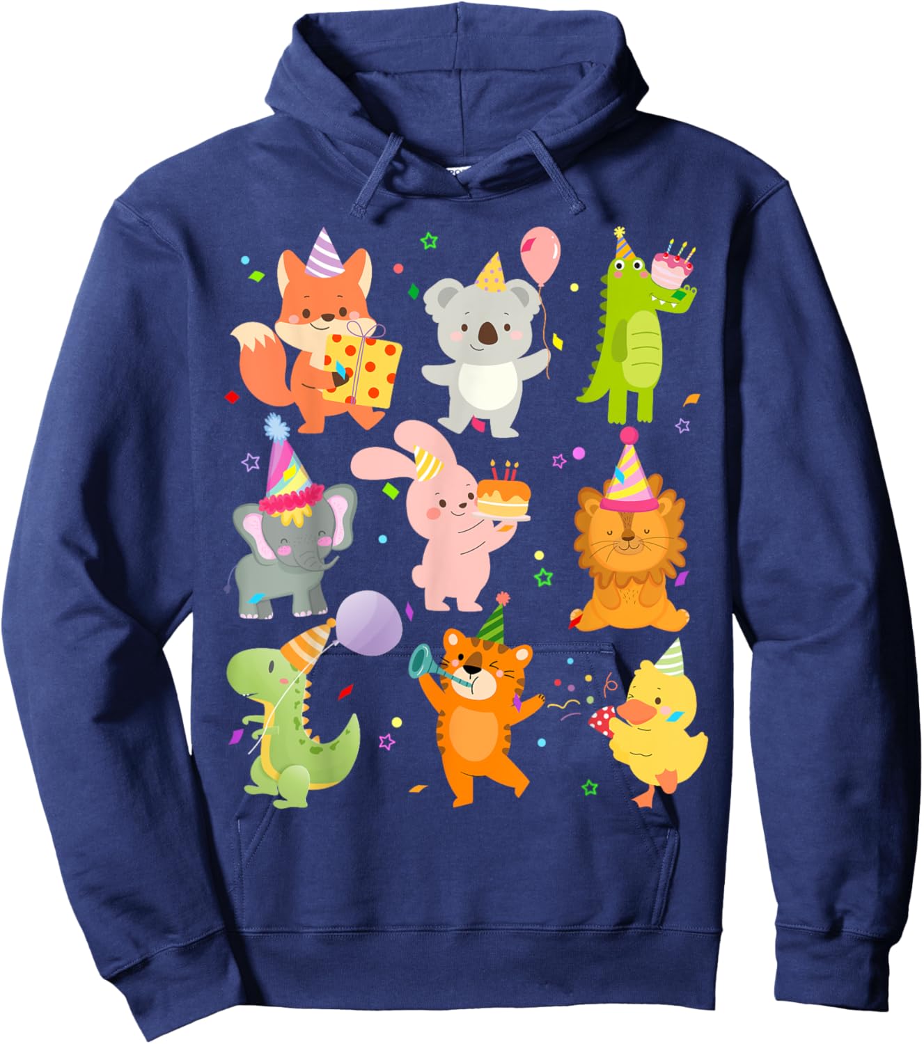 Men Women and Kids Zoo Day Wildlife Animals Birthday Party Hoodie - Hoodie | Navy