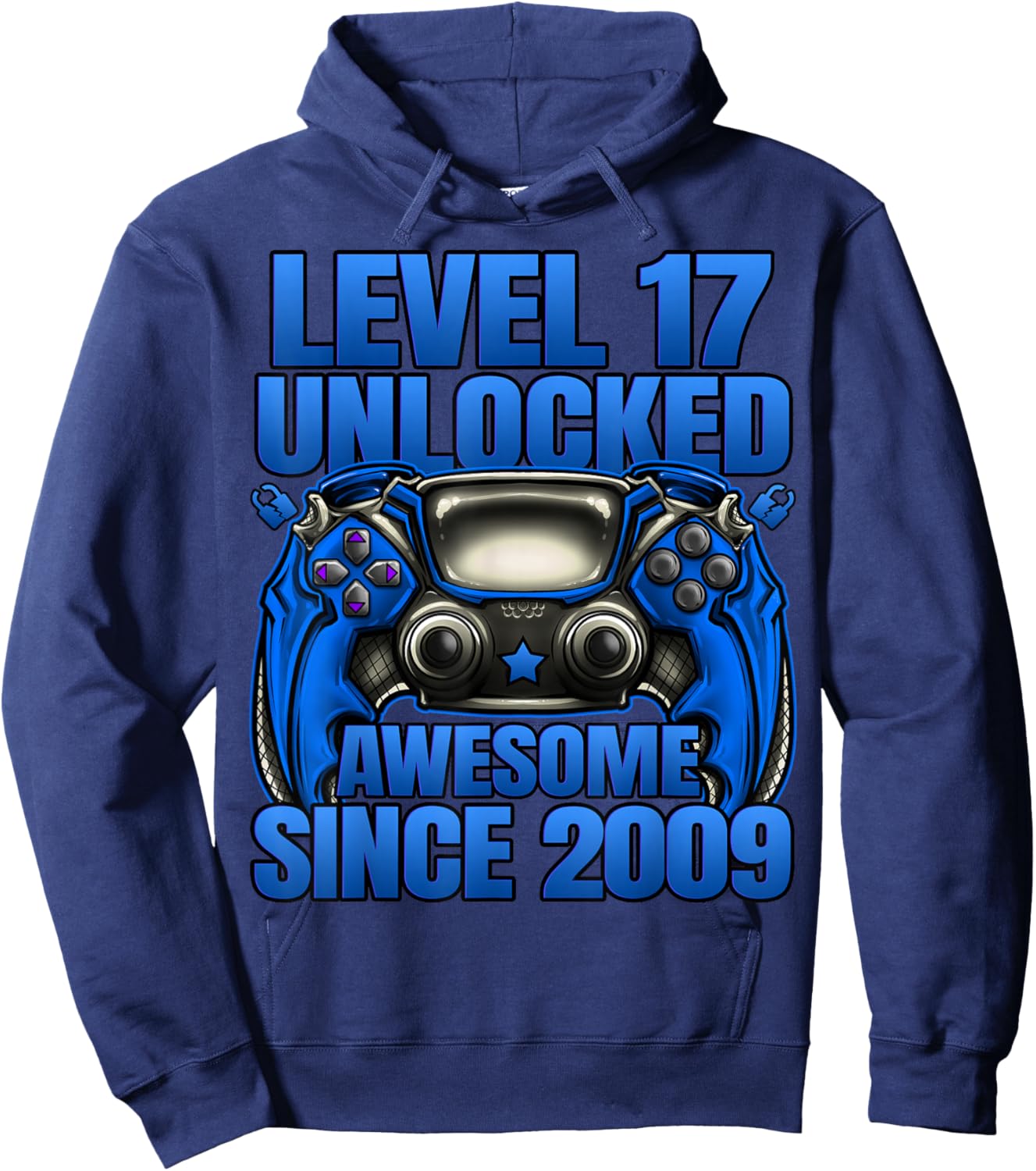 Level 17 Unlocked 17 Year Old Gifts Boys 17th Birthday Boy Hoodie - Hoodie | Navy