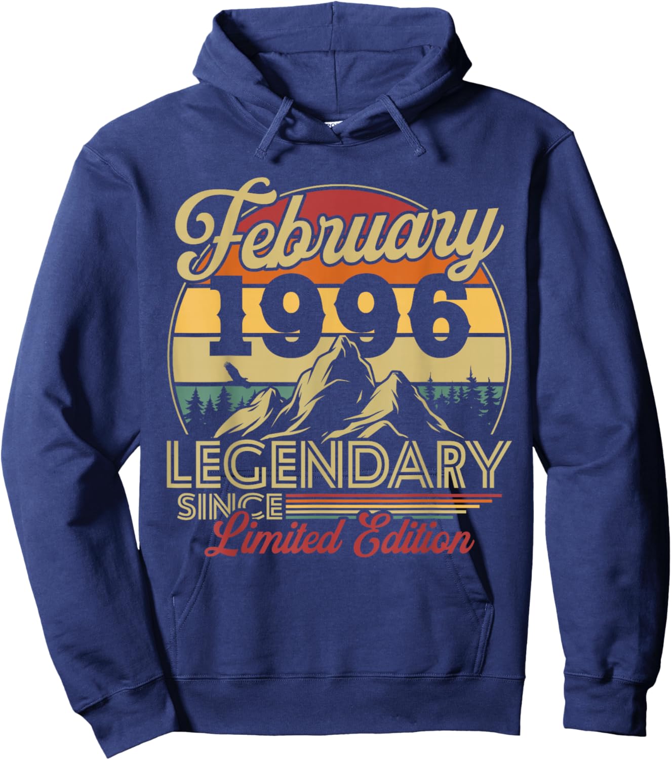 Vintage 30th Birthday Gift Born in February 1996 Hoodie - Hoodie | Navy