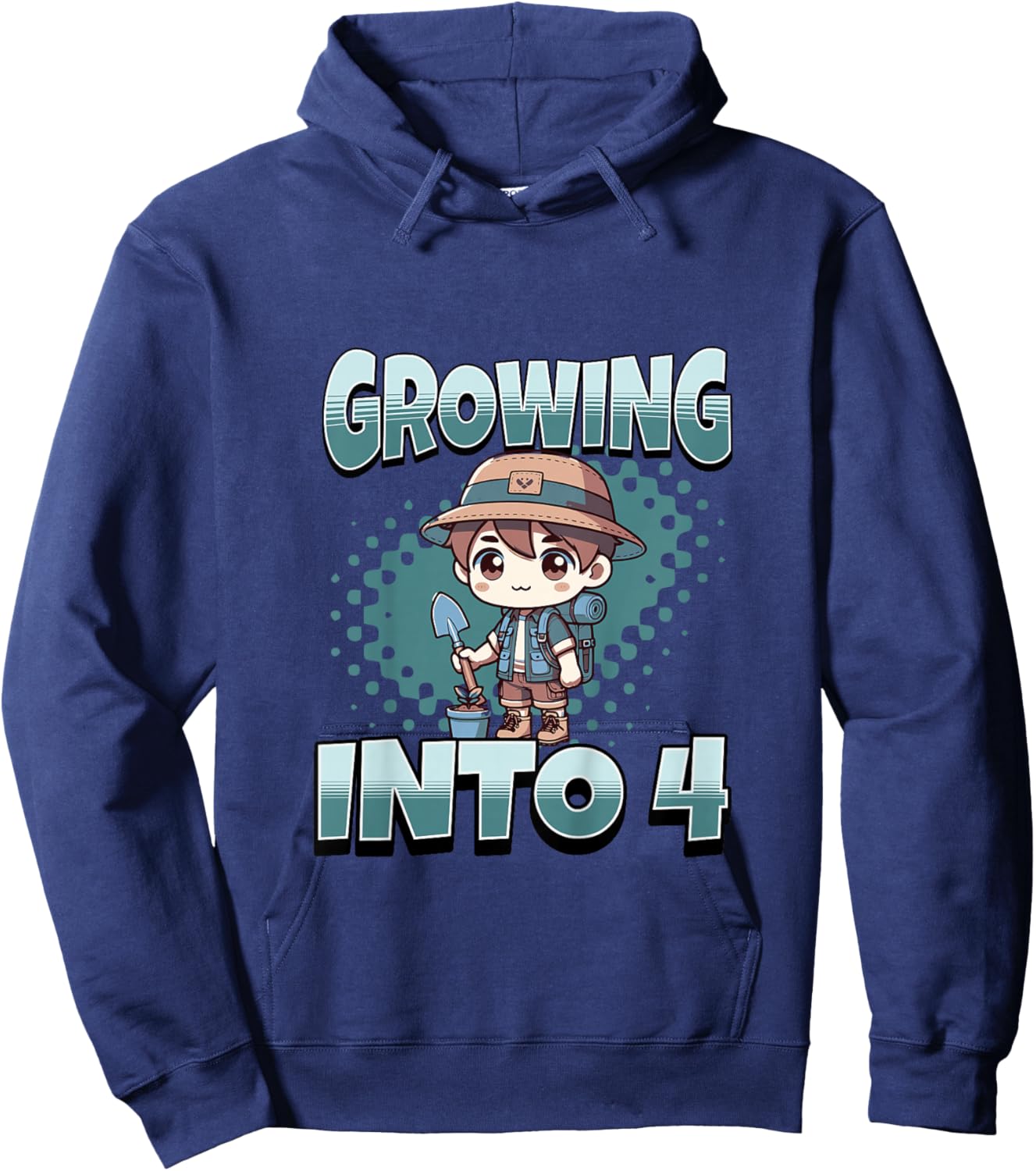 Gardening Growing Into 4 Year Old 4th Birthday Boy Hoodie - Hoodie | Navy