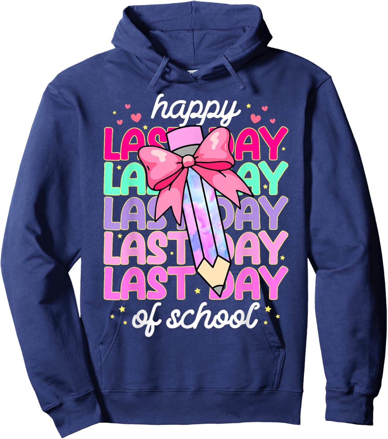 Last Day of School Shirt Coquette Bow School Graduation Hoodie - Hoodie | Navy