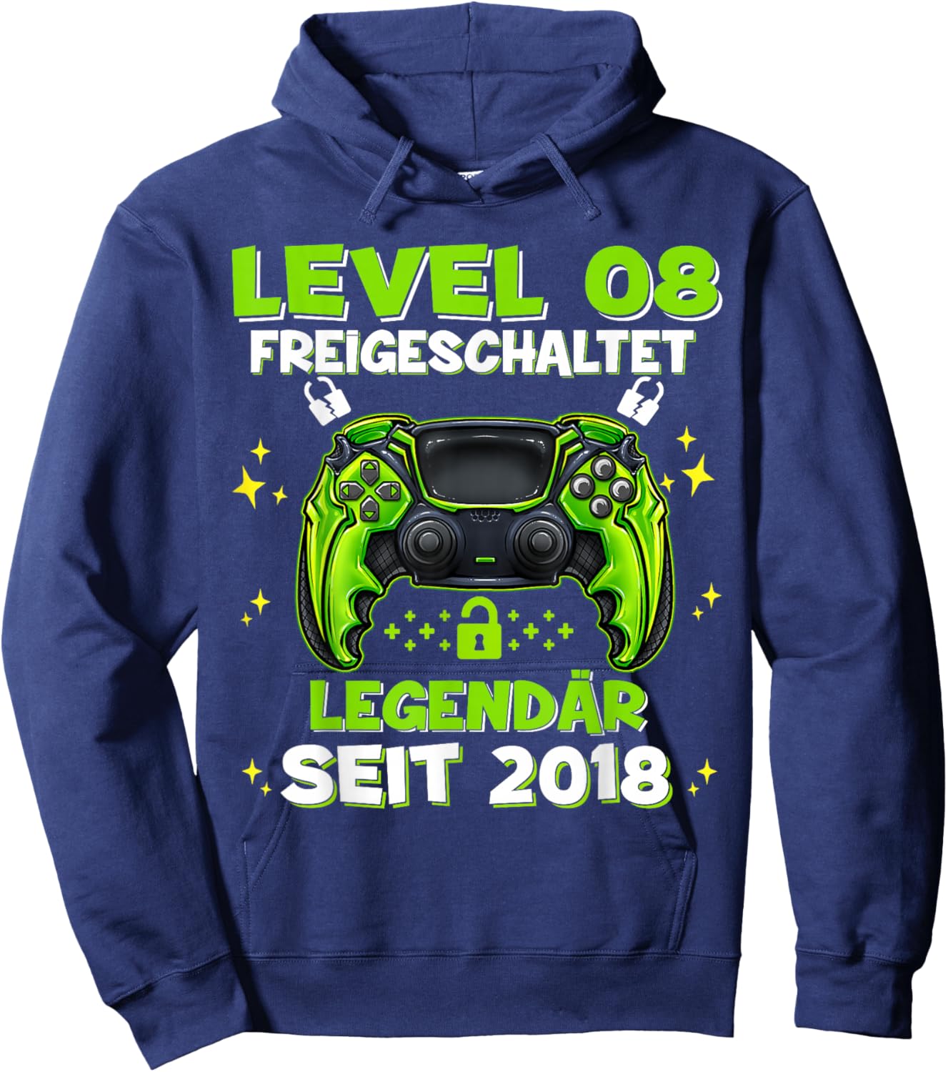 Level 8 Years Birthday Shirt Boy Gamer 2018 Birthday Hoodie - Hoodie | Navy