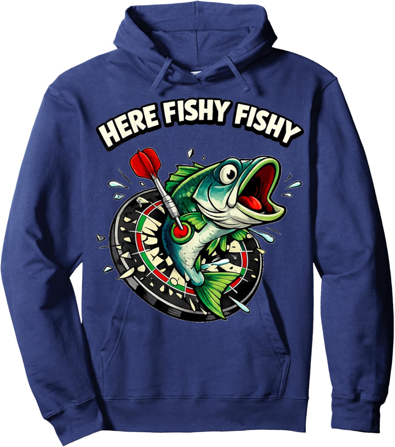 Lustiges Big Fish Motiv für Dartspieler | Fisch & Bullseye Hoodie - Hoodie | Navy