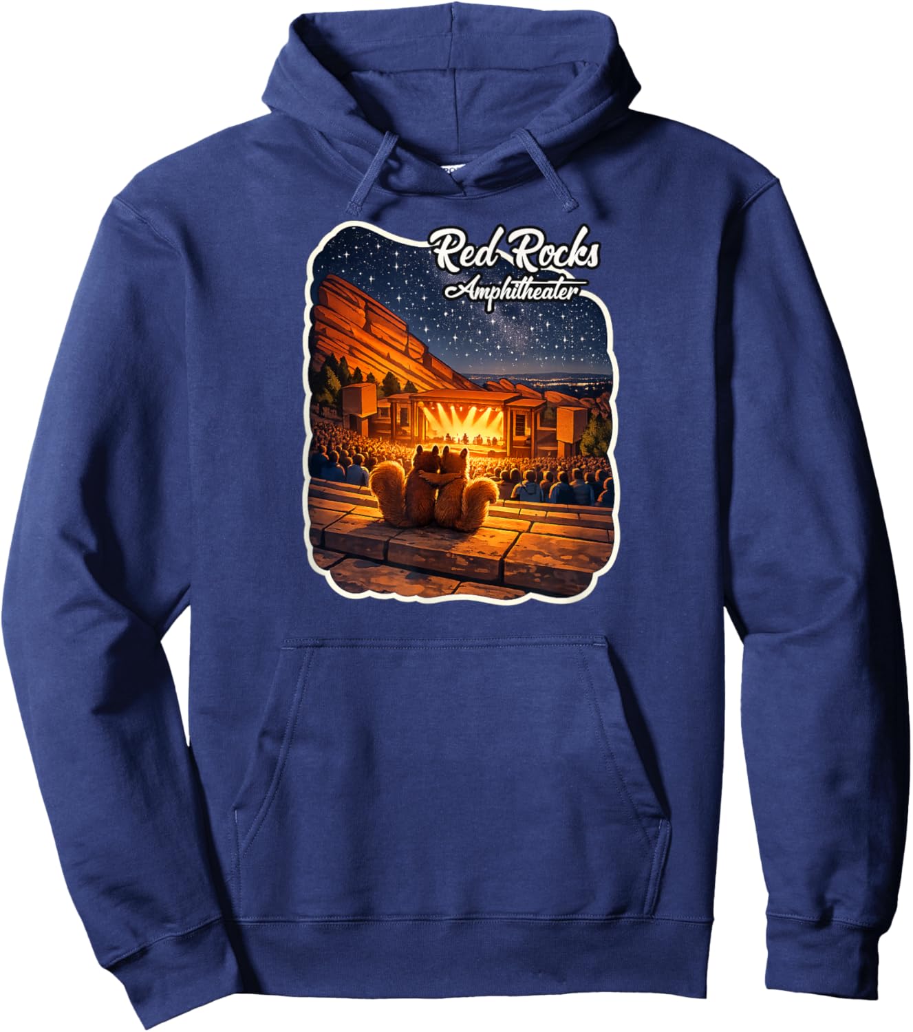Red Rocks Amphitheater Colorado Squirrel Couple Hoodie - Hoodie | Navy