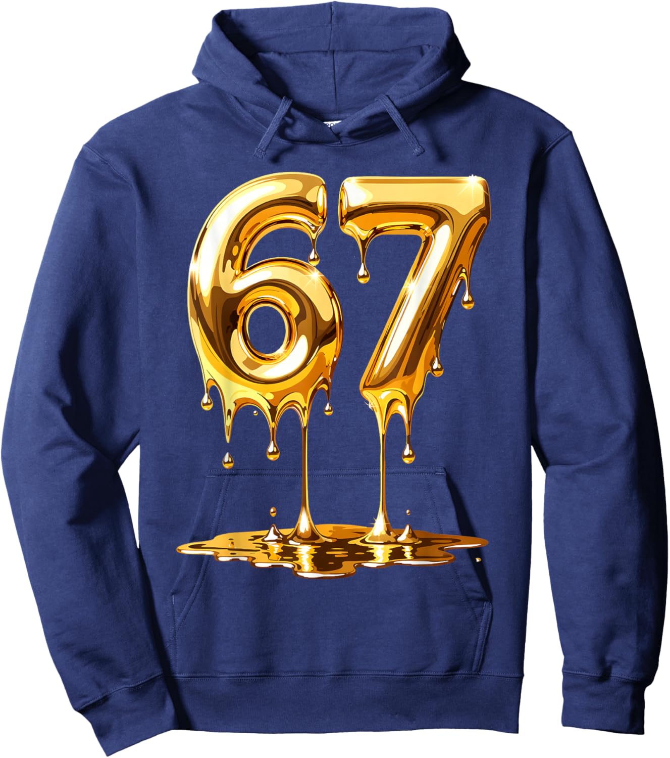 67 Gold Drip Funny Six Seven Meme Boys Kids 6 7 Dripping 6-7 Hoodie - Hoodie | Navy