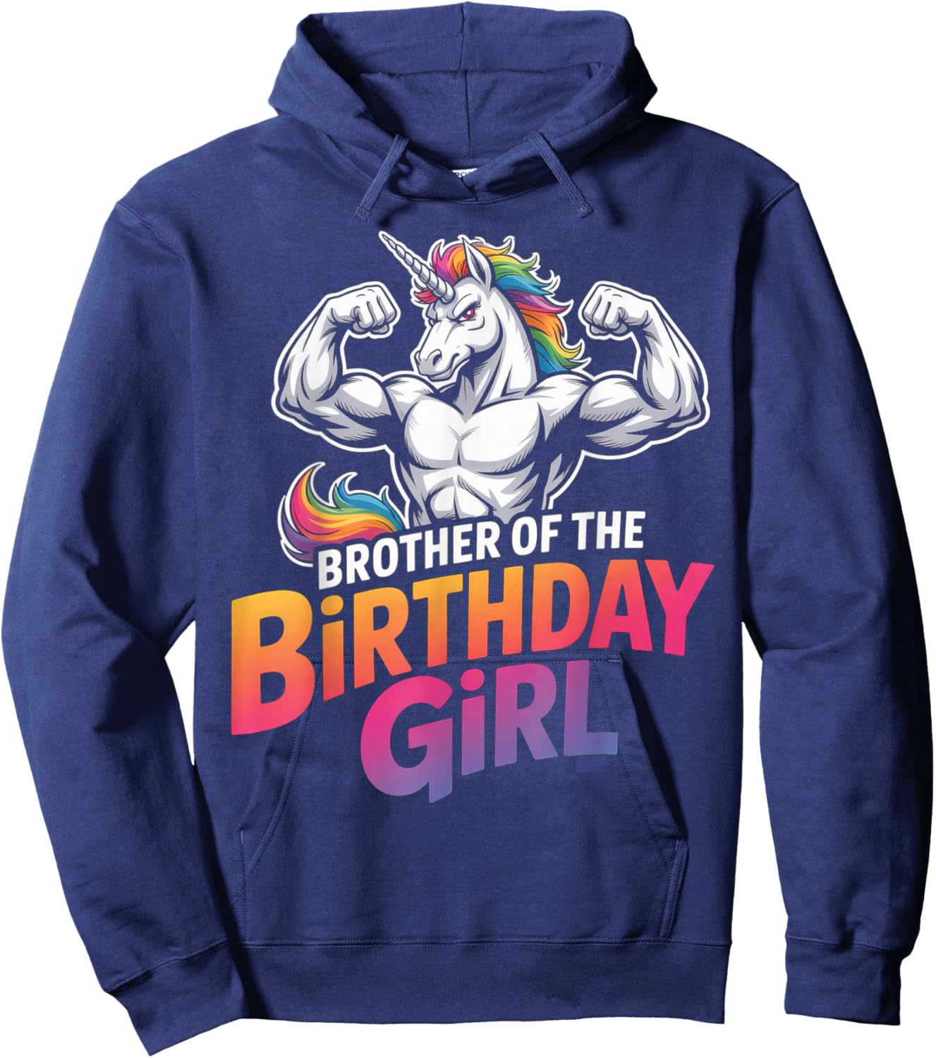 Brother of Birthday Girl Unicorn Boys Son Grandkid Nephew Hoodie - Hoodie | Navy
