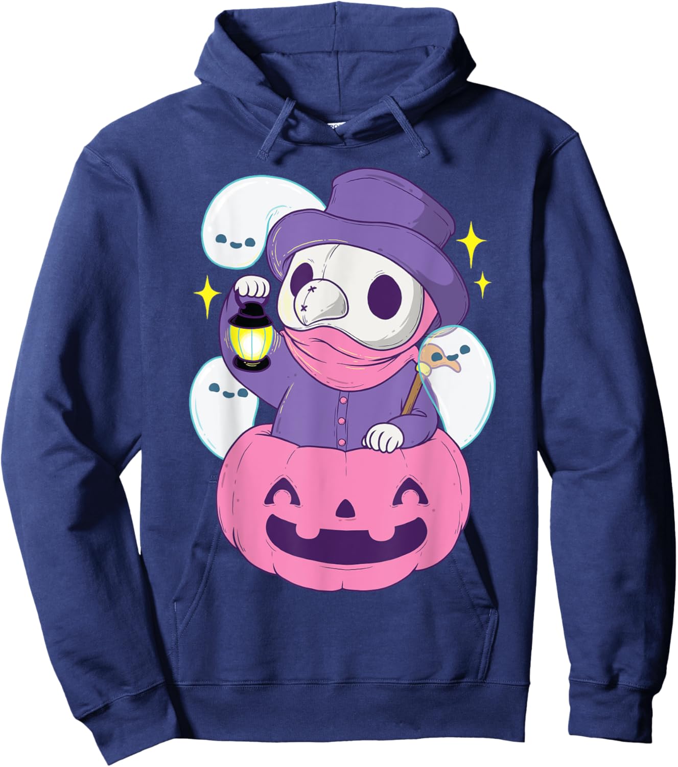 Pastel Goth Plague Doctor Shirt Pumpkin Halloween Occult Hoodie - Hoodie | Navy