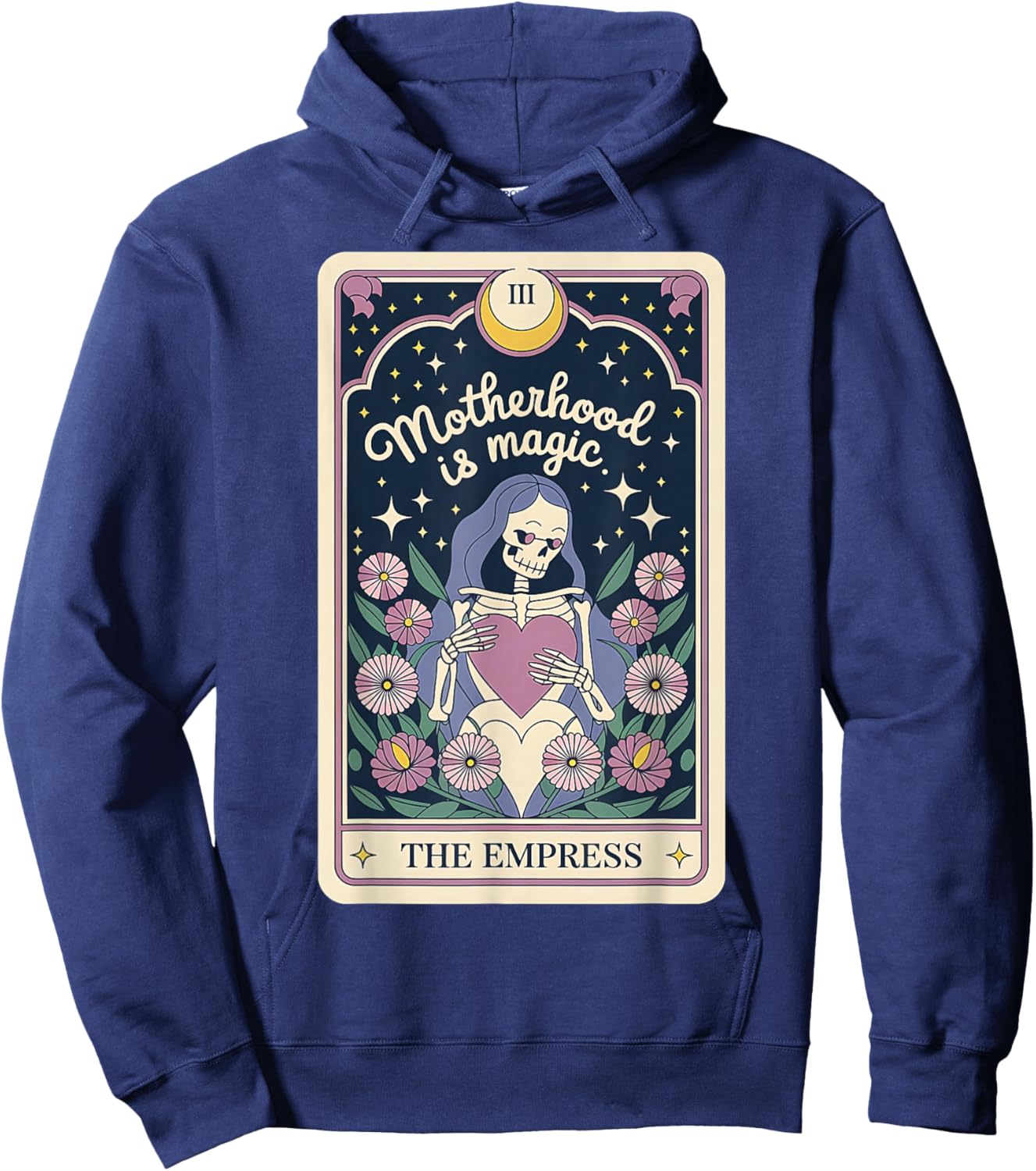 The Empress III Motherhood is Magic Tarot Card Wildflower Hoodie - Hoodie | Navy
